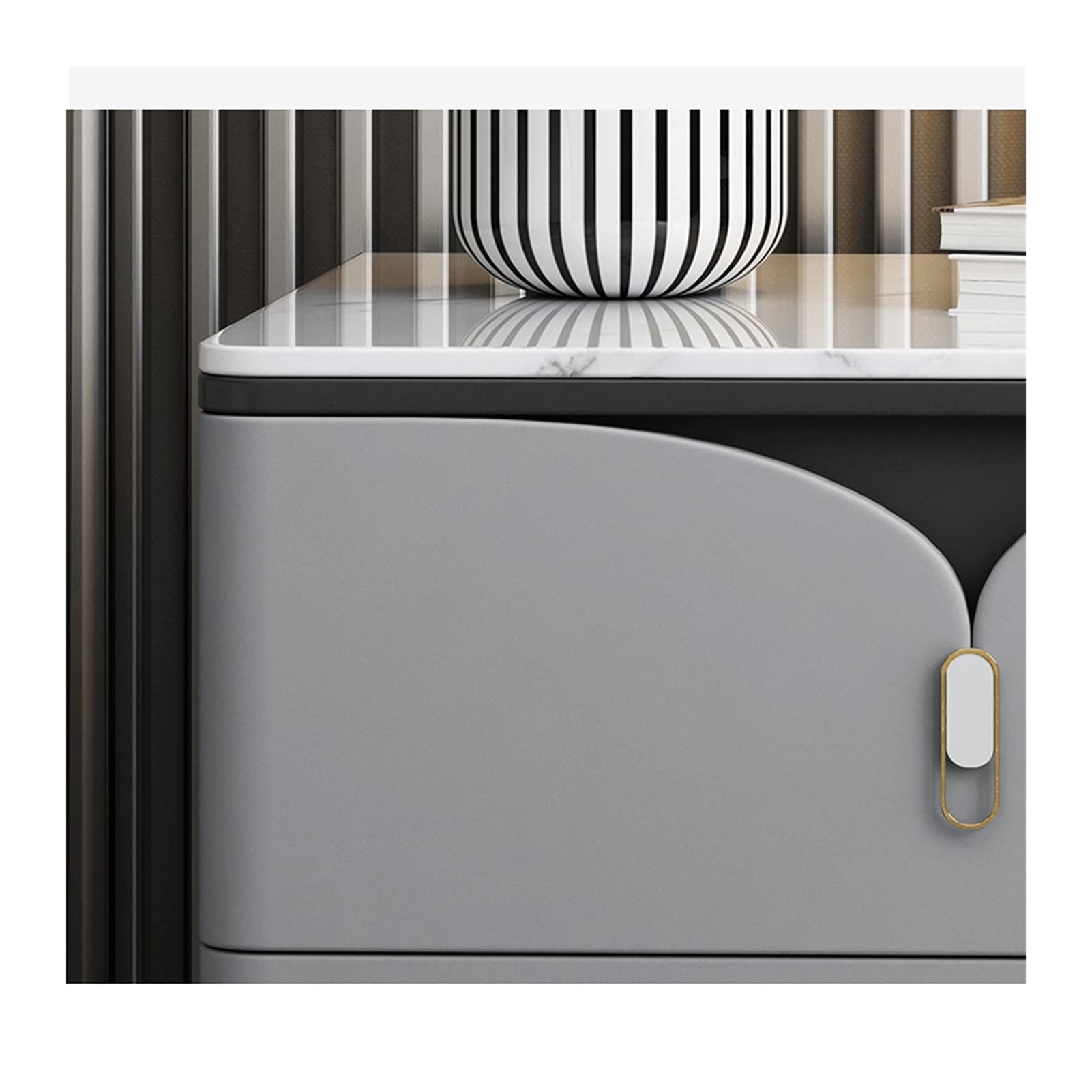 Modern Slate Bedside Table - 15.7 Inch Small Nightstand with Durable Texture Craft for Bedroom, Living Room & Office - Stylish & Functional Side Table for Home Decor (Style 08)