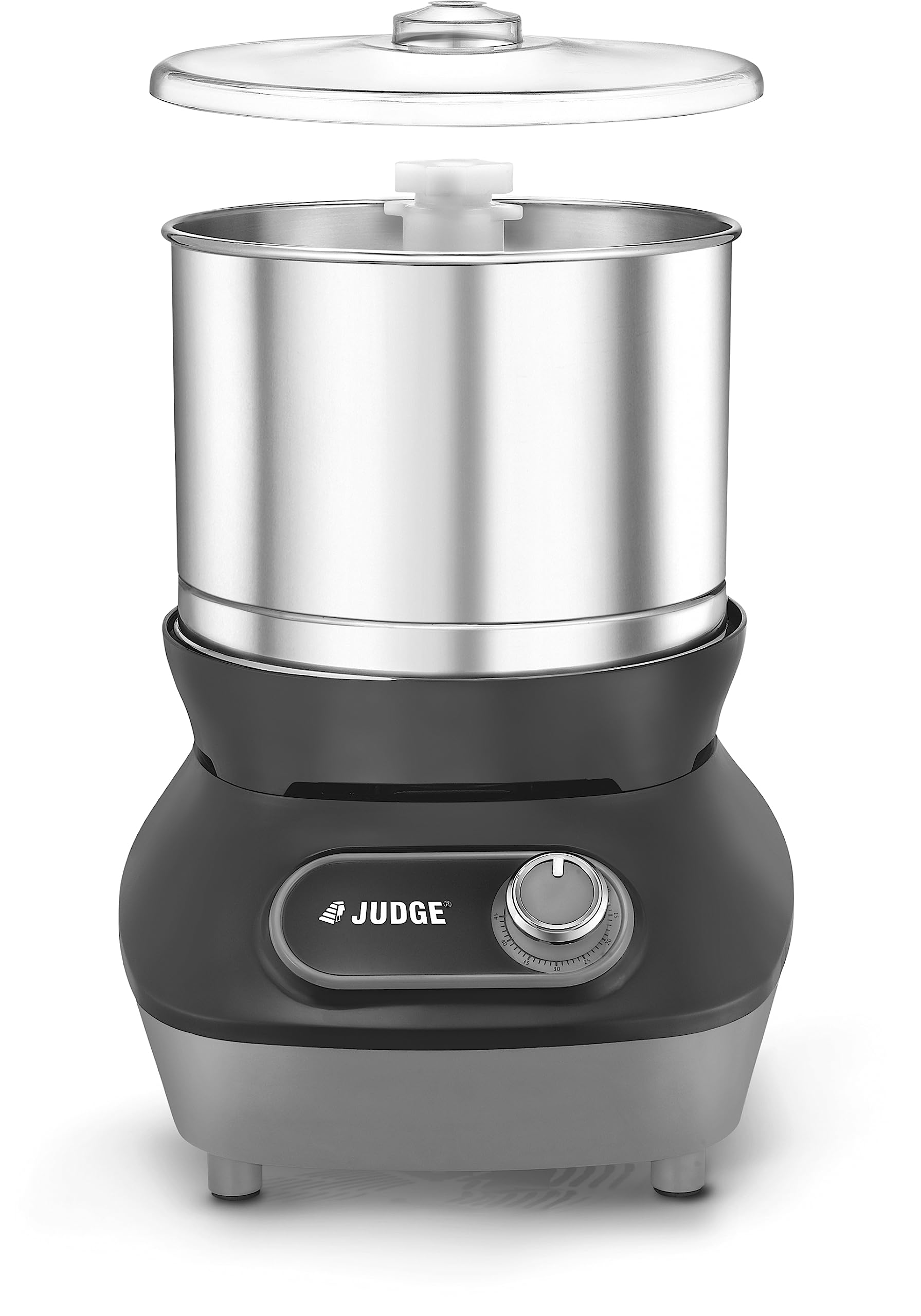 Prestige Vertical Wet Grinder with Stainless Steel Drum - 200W, 110V - Includes Coconut Scraper & Atta Kneader Attachments - Perfect for Indian Cooking, Dosa/Idli Batter & Chapati Dough (Grey & White)