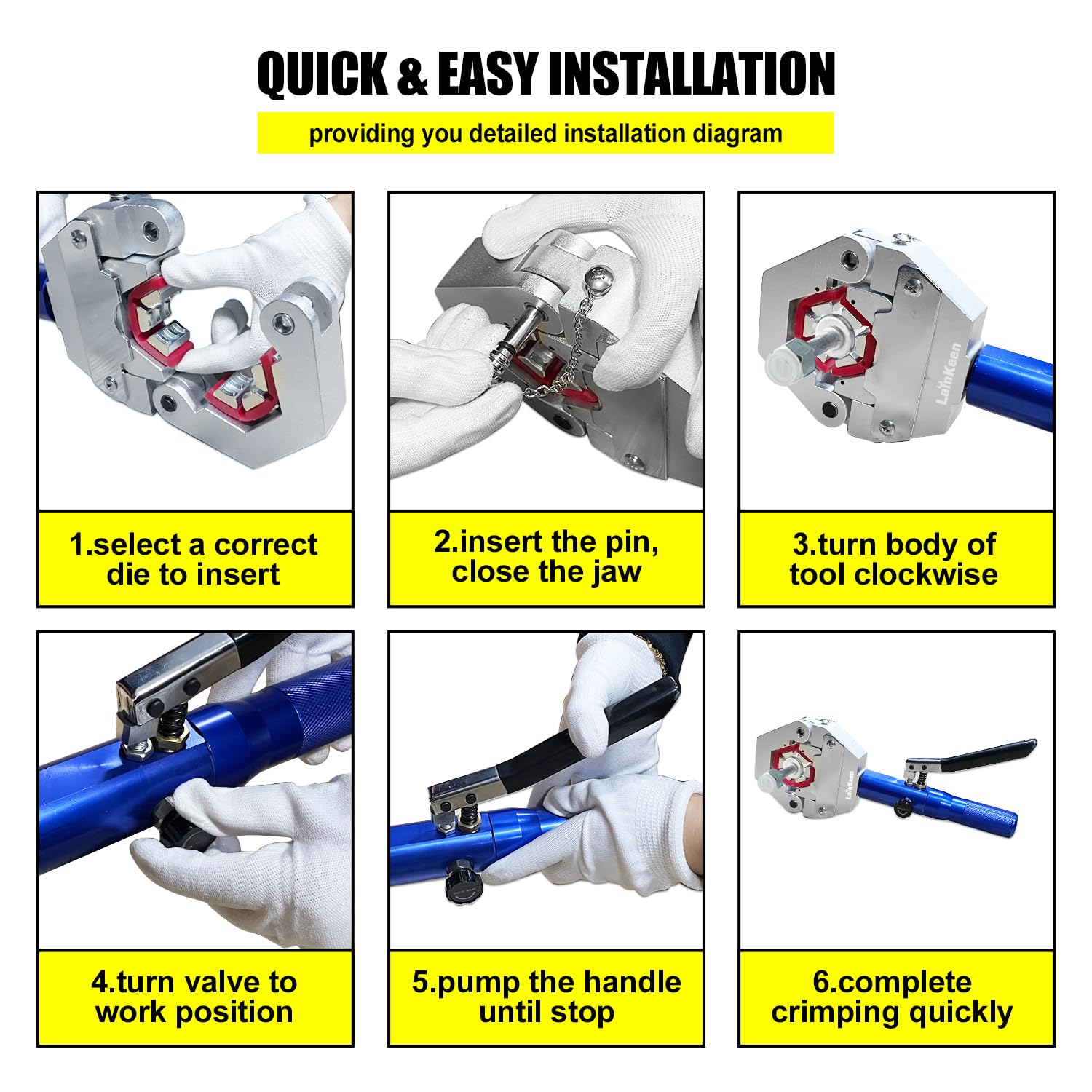 Hydraulic AC Hose Crimper Kit - Manual A/C Repair Tool for Air Conditioning Systems
