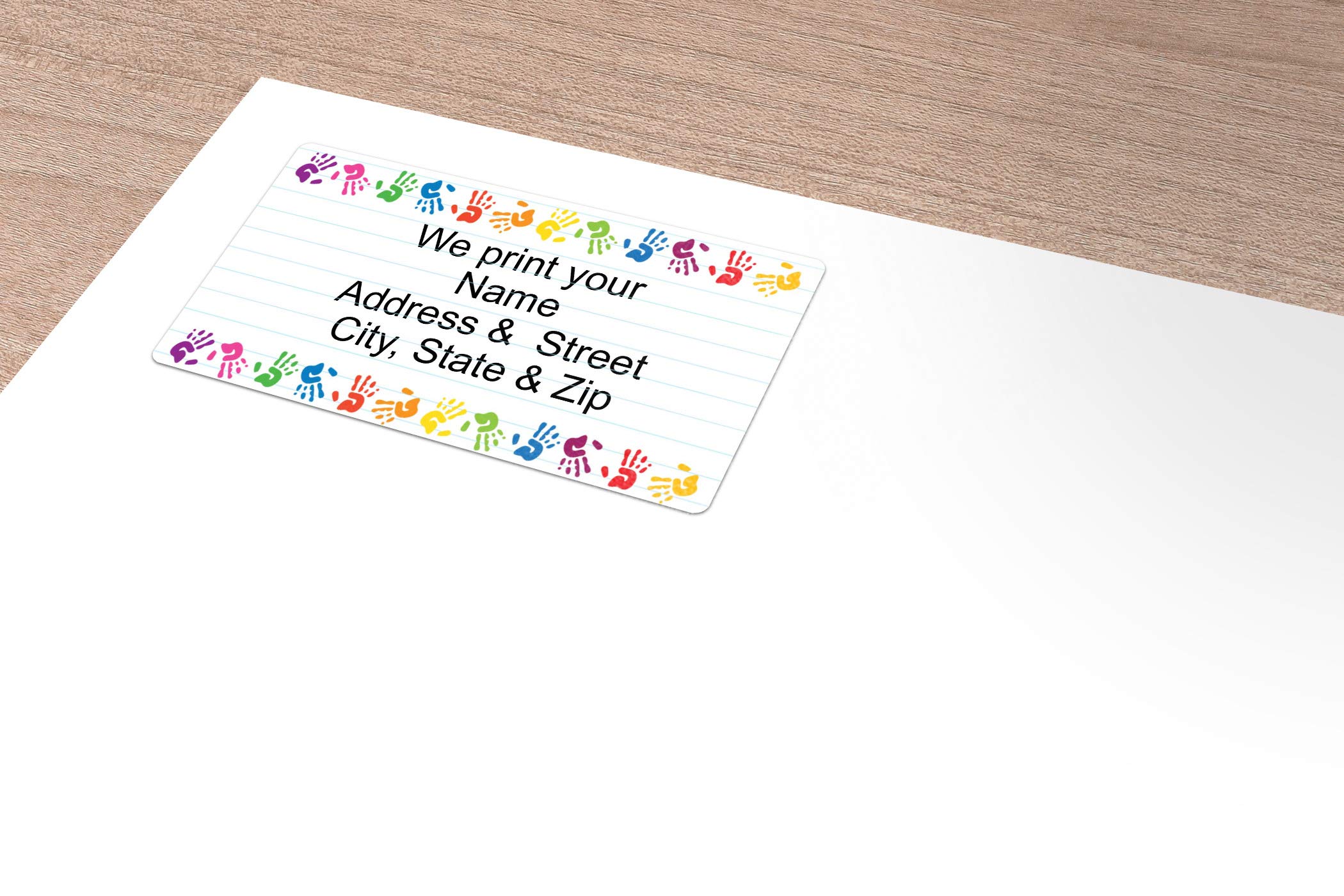 Custom Teacher Return Address Labels - Personalized Name Stickers for Teachers (Hands Design) - Perfect for Classroom Gifts, Thank You Cards & Mail Organization