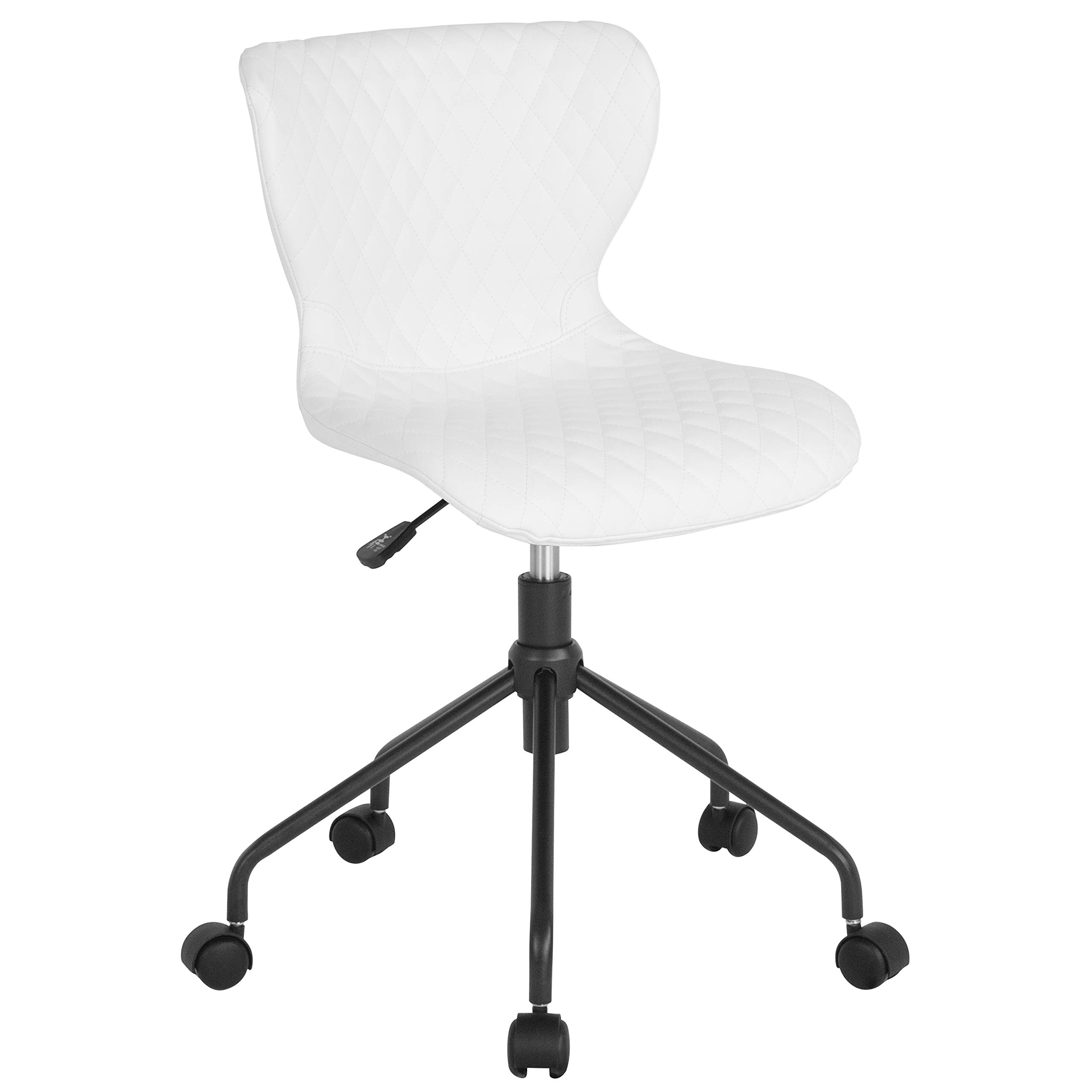 Flash Furniture Somerset Home & Office Upholstered Task Chair - White Vinyl Ergonomic Desk Chair for Computer Work, Gaming & Study - Comfortable Adjustable Swivel Chair for Office, Home & Workspace