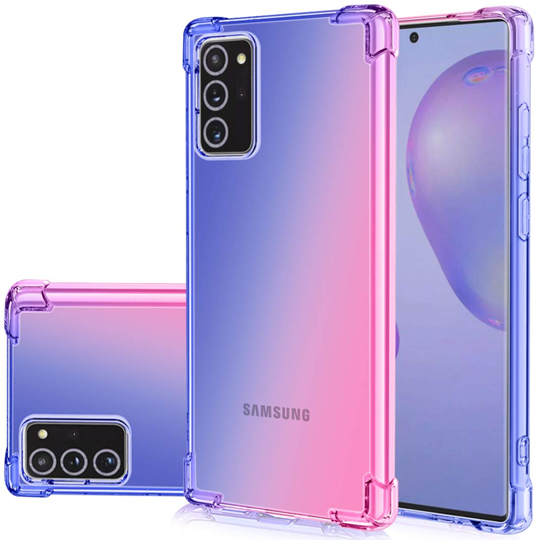 **Samsung Galaxy Note 20 Case - Slim Gradient TPU Phone Cover, Anti-Scratch & Shockproof, Soft Clear Protective Case for Note 20 6.7 Inch (2020) - Blue/Pink - Perfect for Everyday Use & Travel**