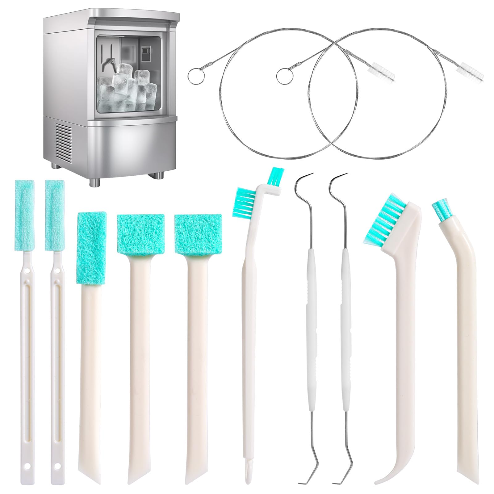 **10-Pack Ice Maker Cleaning Brushes with 2 Double-Ended Crochet Hooks - Deep Clean for Ice Machines, Gaps, Corners & Small Spaces - Perfect for Home, Kitchen & Commercial Use**