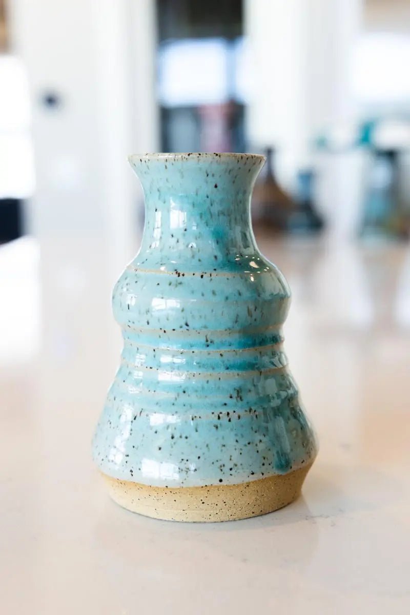 Handmade Speckled Stoneware Pot in Clear Turquoise – Small Decorative Ceramic Planter for Succulents, Herbs & Home Décor | Perfect for Indoor Plants, Office Desk & Gift Ideas