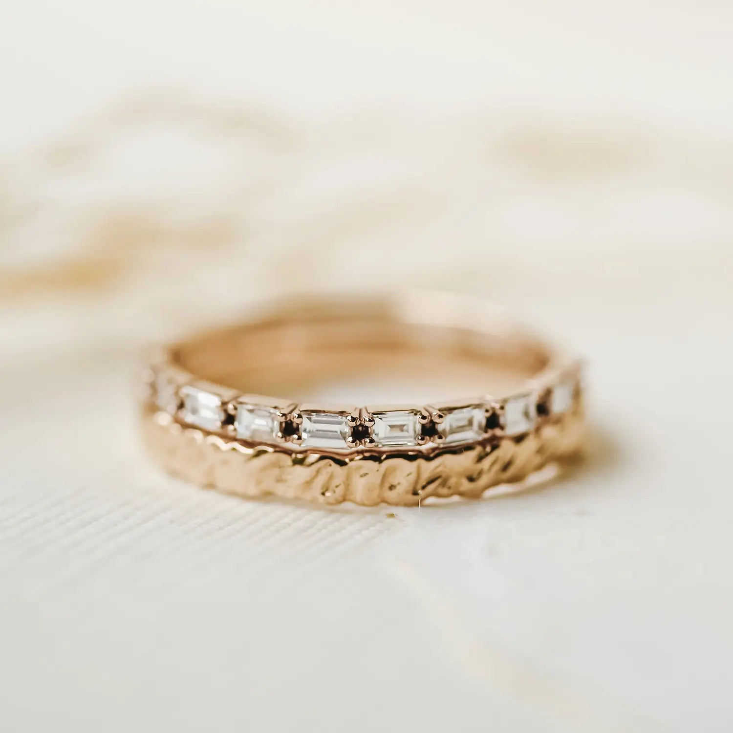 14K Yellow Gold Tree Bark Stability Ring - Nature Inspired Wedding Band for Women - Perfect for Outdoor Adventures & Boho Style Jewelry