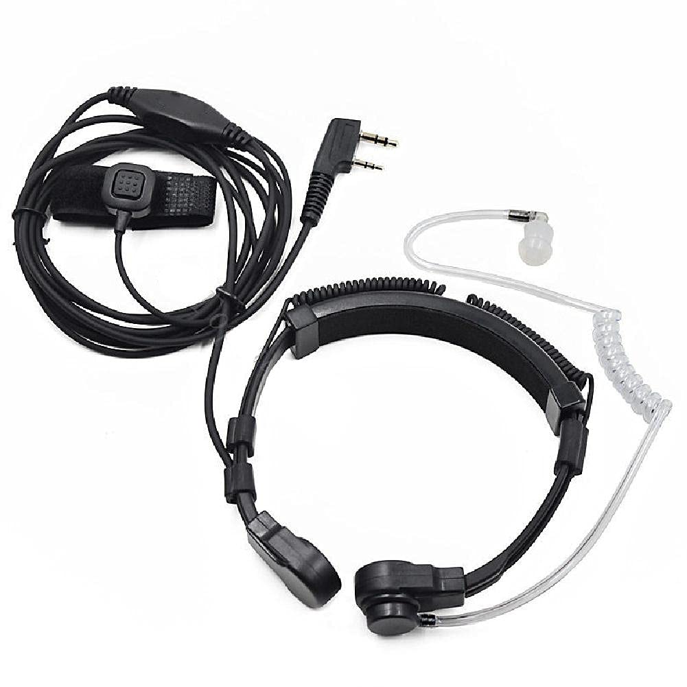 MOUDOAUER Throat Mic Earpiece Headset with Finger PTT - Compatible with Baofeng UV5R, 888s, KENWOOD NX220/NX320 Walkie Talkies - Hands-Free Communication for Security, Construction & Outdoor Activities