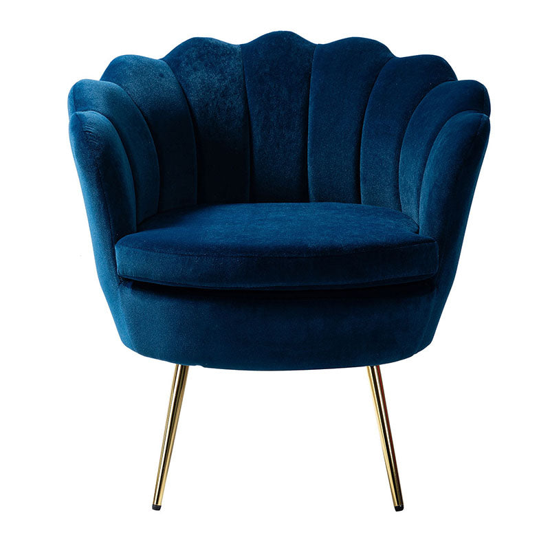 Evelia Velvet Scalloped Barrel Chair - Luxurious Velvet Accent Chair with Curved Back for Living Room, Bedroom & Office - Perfect for Reading Nook, Lounge Area or Home Decor