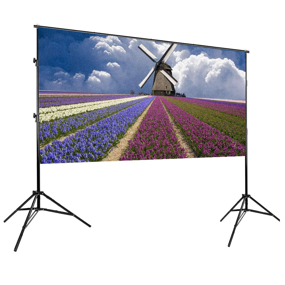 Portable Projector Screen Stand - Indoor & Outdoor Use for Front & Rear Projection | Foldable & Lightweight for Home Theater, Backyard Movies, and Presentations