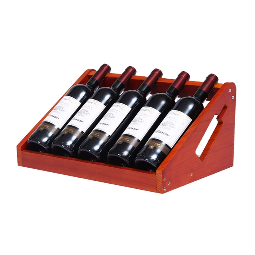 Elegant Red Wooden Wine Rack - Holds 5 Bottles - Traditional European Style Home Decor for Kitchen, Dining Room or Bar - Perfect Wine Storage Solution for Household Use