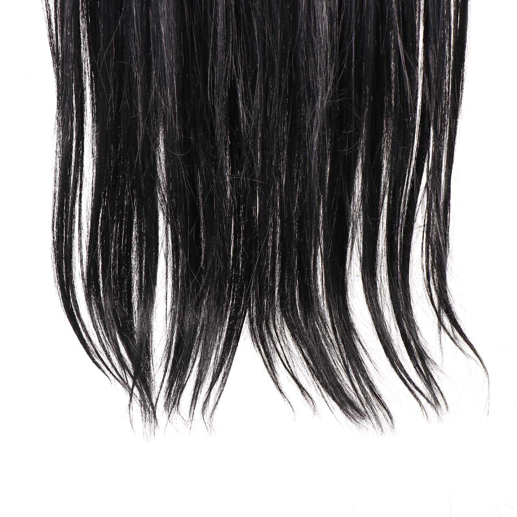 Navjai Short Hair Clip-In Extensions - 24-26 Inch Straight Black Synthetic Hair Wig for Women & Girls | 5-Clip Design for Easy Length & Volume | Perfect for Daily Wear, Parties & Cosplay