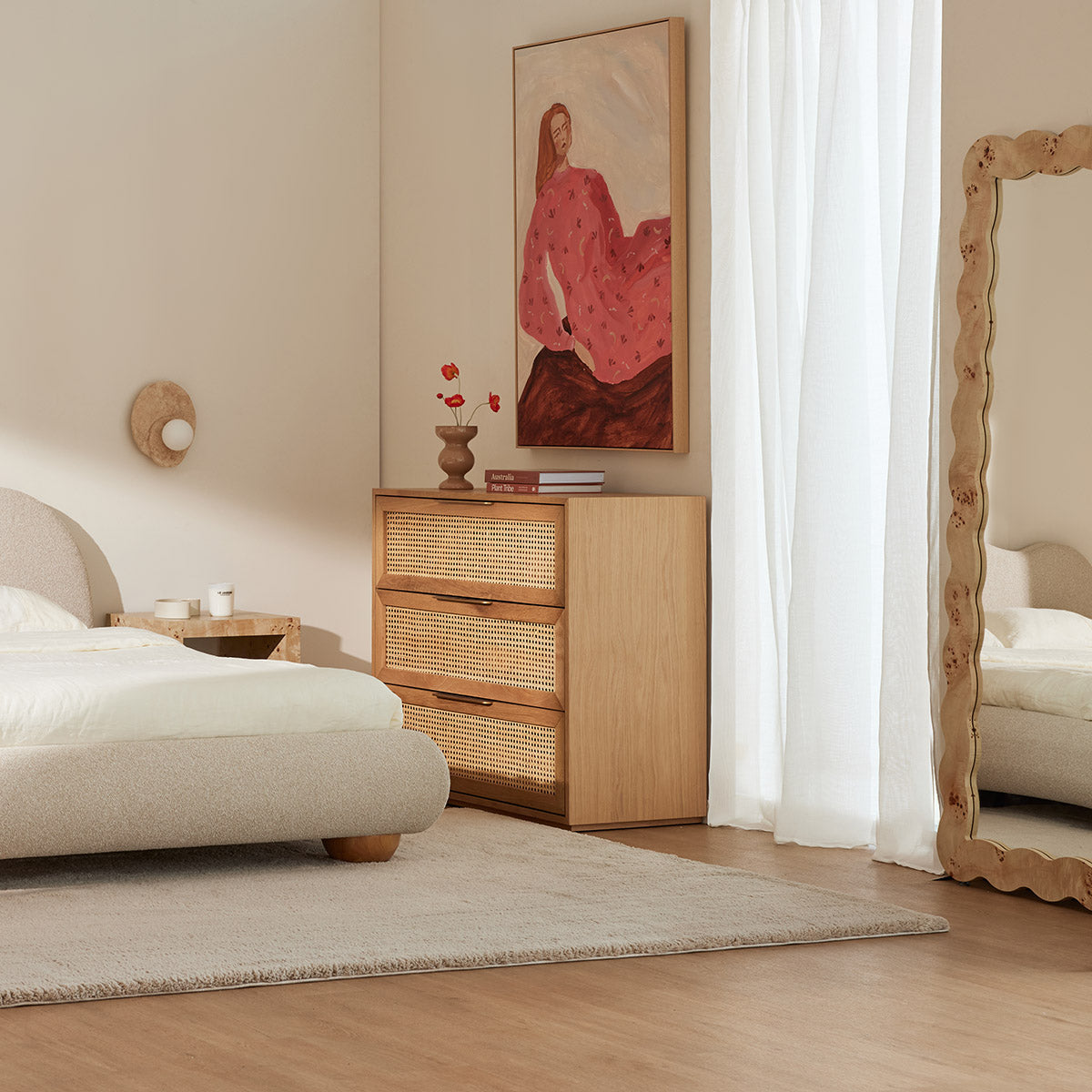 Carmella Burlwood Full Length Floor Mirror - Elegant Wood Grain Design for Bedroom, Living Room & Entryway Decor