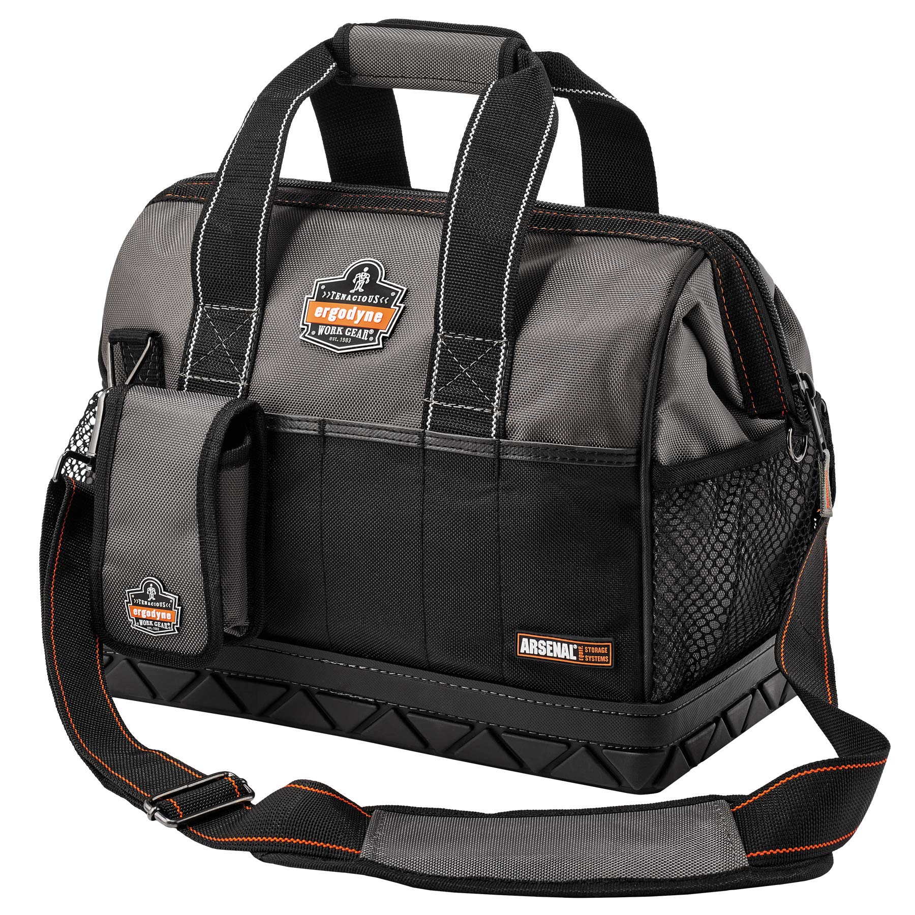 Ergodyne Arsenal 5802 Medium Widemouth Tool Organizer Bag - Durable Gray Tool Storage Pouch for Construction, Electricians & DIY Projects - Perfect for Job Sites, Workshops & Home Garage Organization
