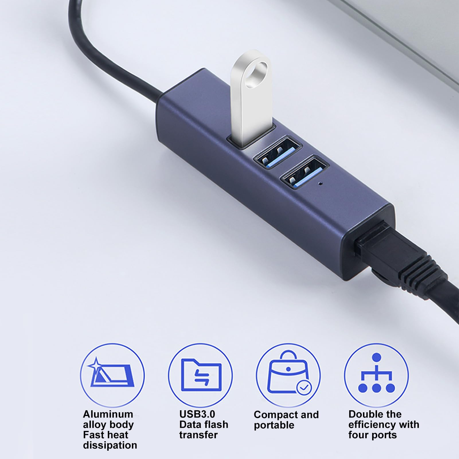 7-in-1 USB C Hub with 4 USB 3.0 Ports, Gigabit Ethernet Adapter, 5Gbps Data Transfer - Aluminum Alloy Multi-Port Dongle for MacBook Pro/Air, Dell XPS, HP, Lenovo, Nintendo Switch - Perfect for Home Office, Gaming & Travel