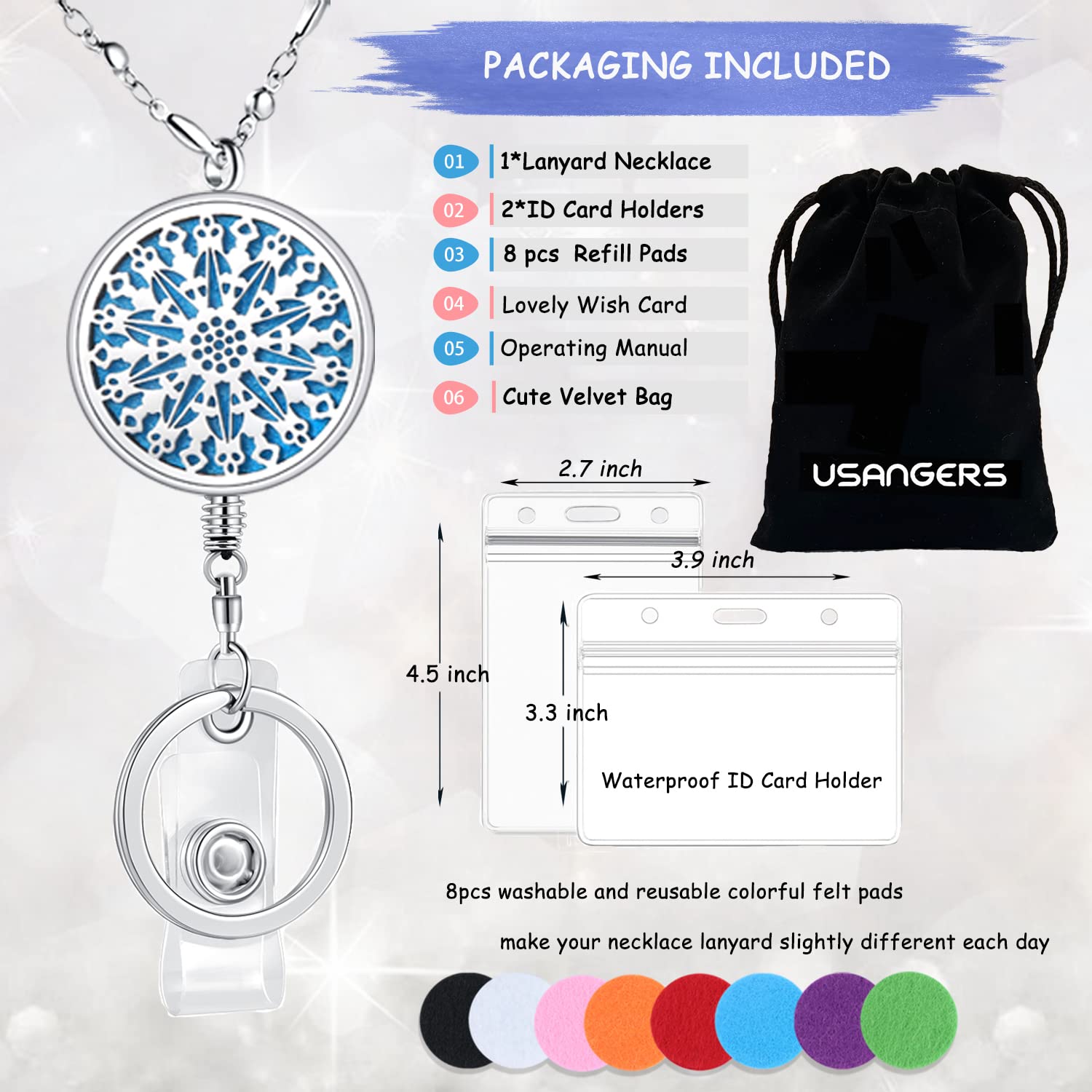 Retractable ID Badge Lanyard for Office, Nurse & Teacher - Silver Chain Keychain Necklace for Work & School