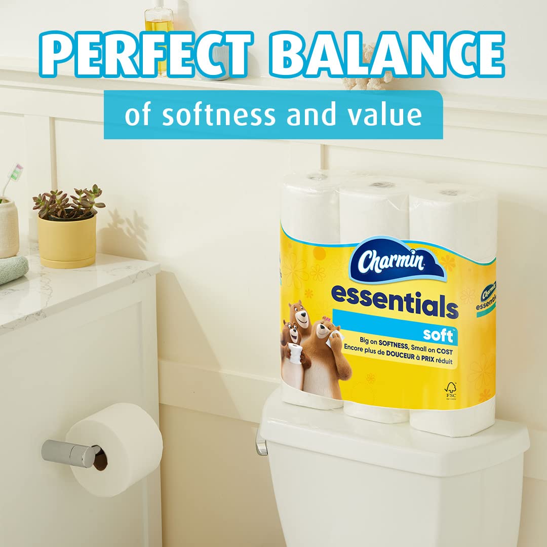 Charmin Essentials Soft Toilet Paper - 9 Mega Rolls (36 Regular Rolls) | Ultra Soft & Strong Bath Tissue for Home & Office Use
