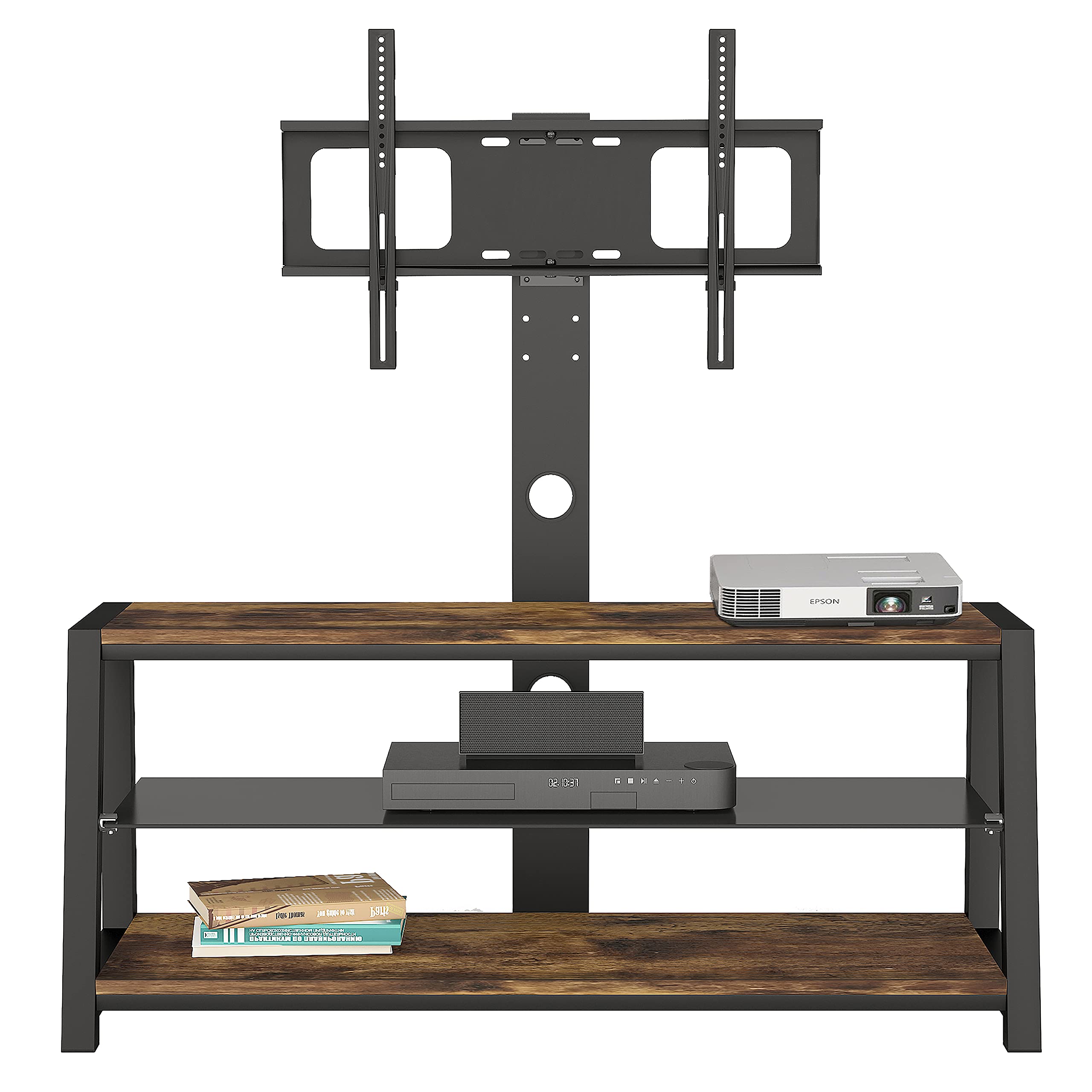 JULYFOX Adjustable TV Stand for 32-65 Inch TVs - 3-Tier Storage Shelves & Swivel Mount Bracket for LCD LED Plasma Flat/Curved Screens - Perfect for Living Room, Office & Home Theater Setup