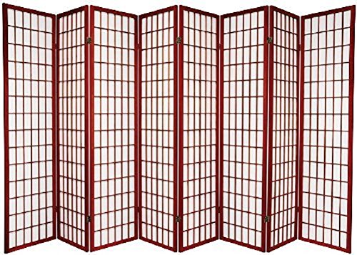 8-Panel Cherry Wood Room Divider - Privacy Screen & Space Partition for Home, Office, or Studio - Decorative Folding Screen for Bedroom, Living Room, and Dorm