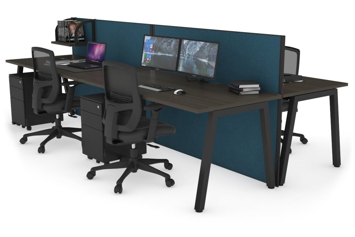 Horizon Quadro 4-Person Office Workstation Bench with A-Legs - 1600mm x 800mm Dimensions & Cable Management Scallop - Perfect for Collaborative Workspaces, Coworking Offices & Team Meetings