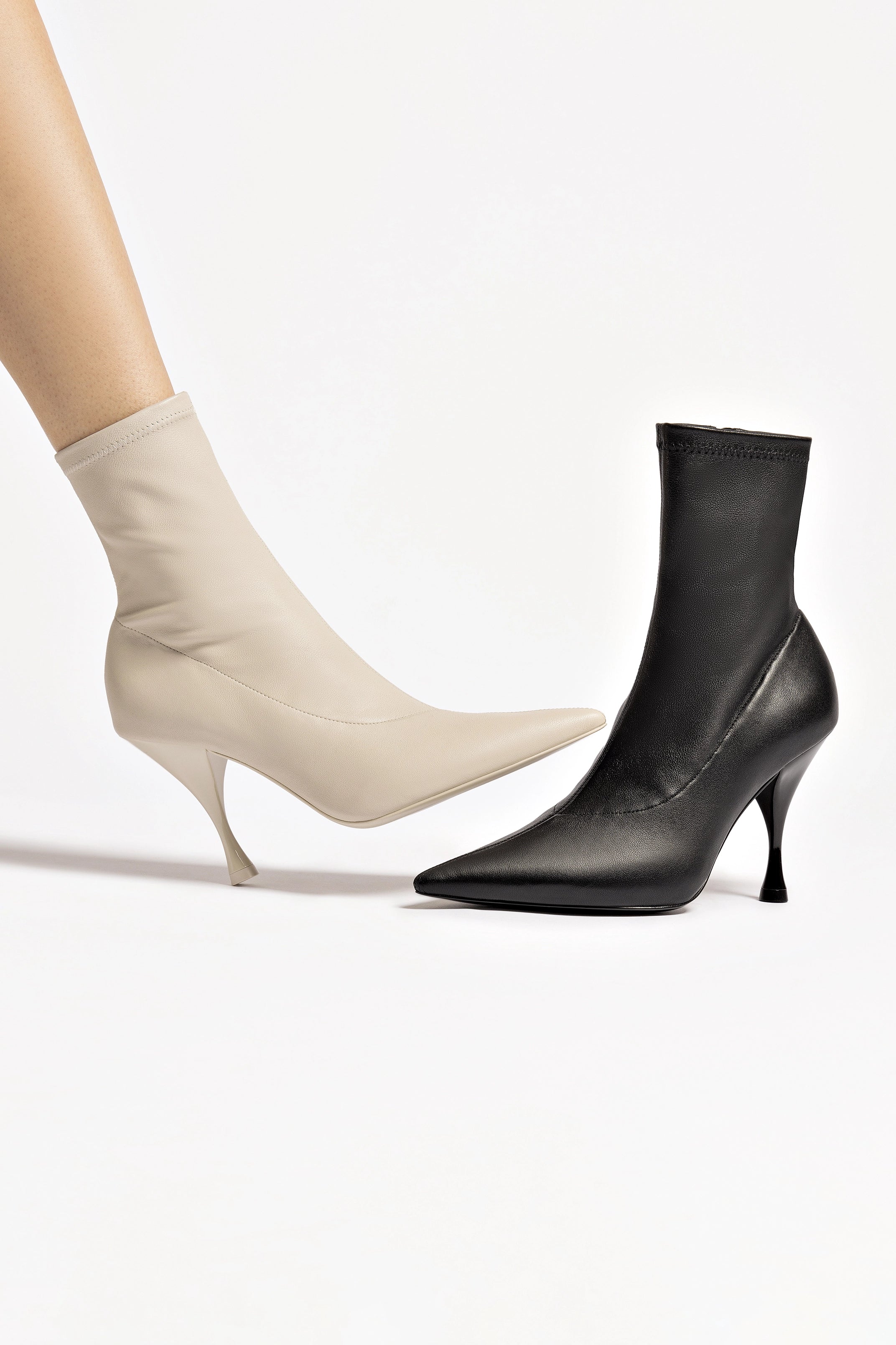 Mini Georgia Boot in Black Stretch Leather - Women's Comfortable Ankle Boots for Walking, Work & Casual Wear