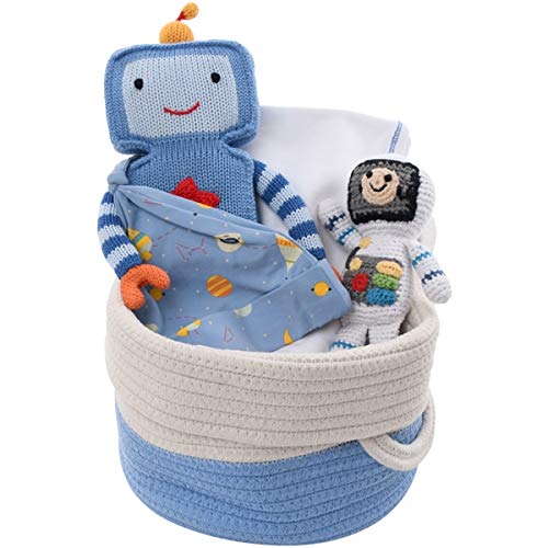 Space Themed Baby Gift Basket - Organic Cotton Newborn Essentials & Handmade Toys for Boys & Girls | Perfect for Baby Showers, Birthdays & Welcome Gifts