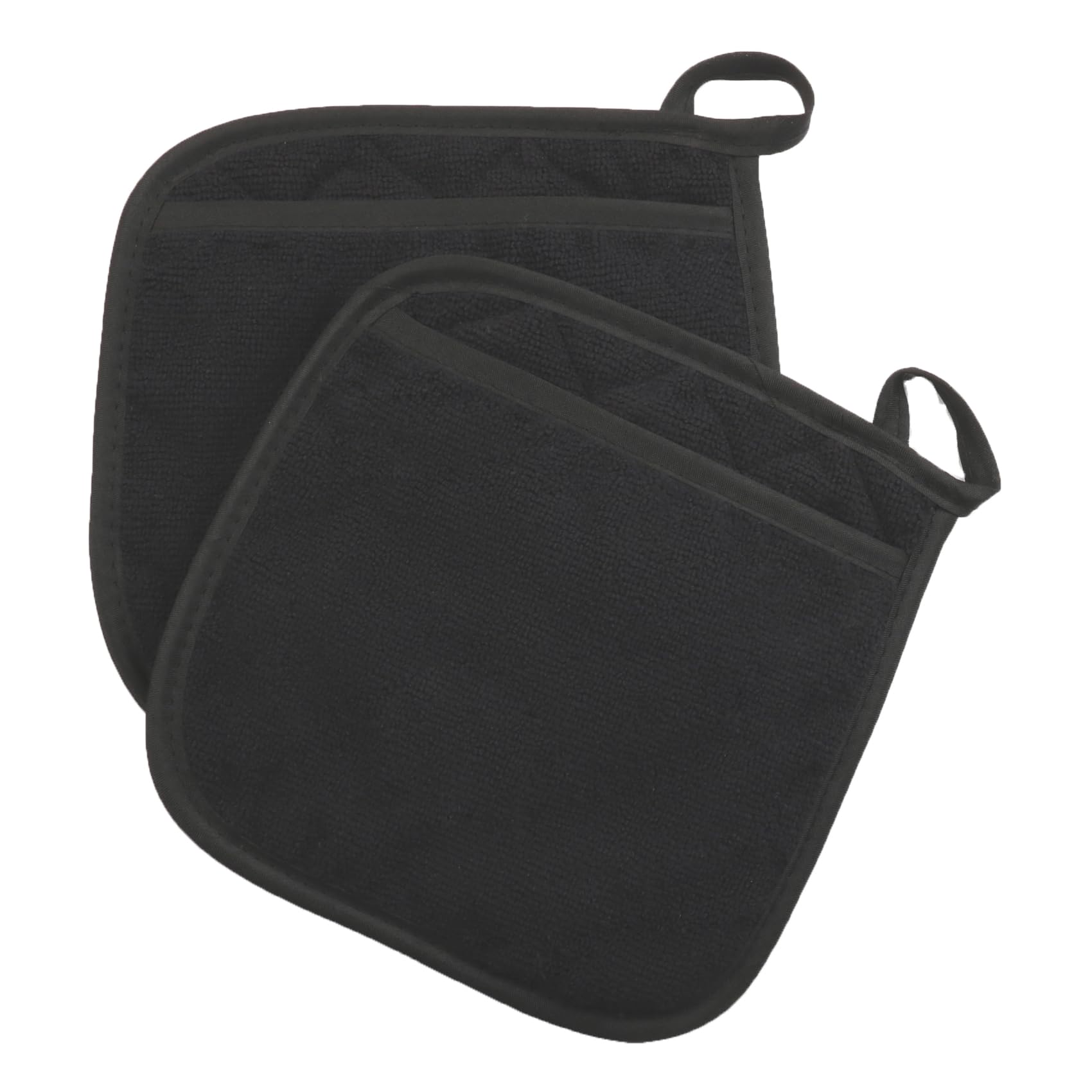 Premium 2-Pack Heat Resistant Cotton Terry Pot Holders for Kitchen - Oven Mitts & Hot Pads Set for Cooking, Baking, Grilling - Ideal for Stovetop, Oven & BBQ Use (Black)