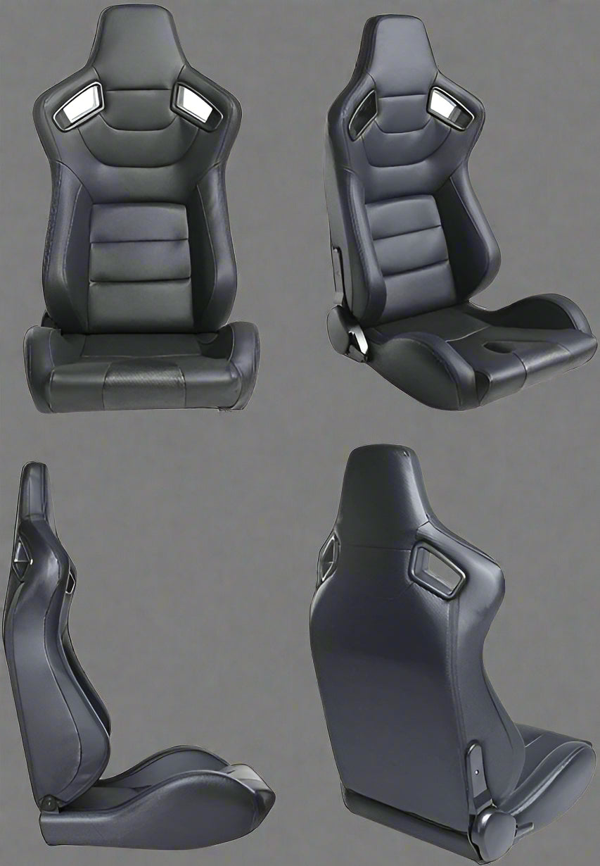 2PCS Universal Adjustable Racing Seats - PVC Leather Bucket Style for Cars & Trucks | High-Performance Sports Car & Off-Road Vehicle Seats | Perfect for Racing, Drifting & Daily Driving