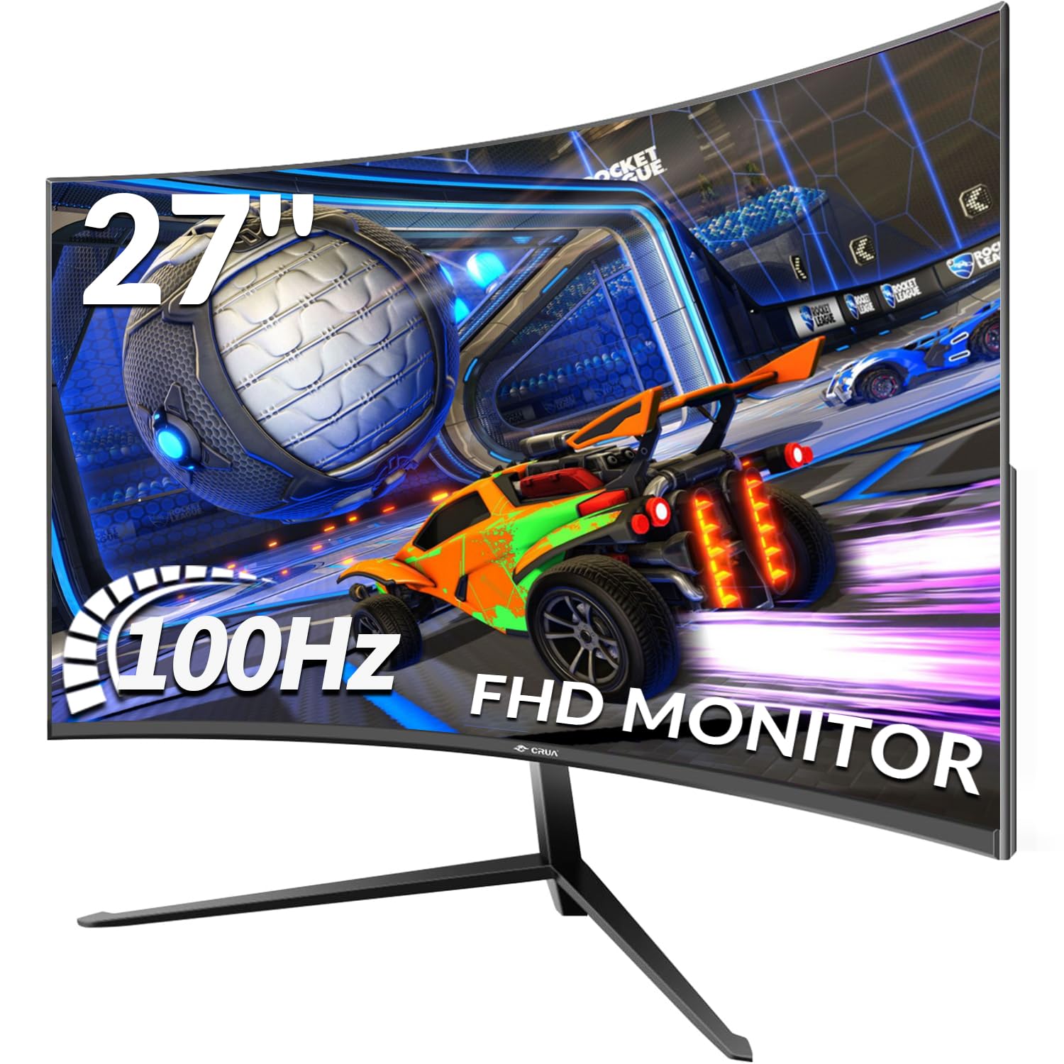 CRUA 27 Inch Curved Gaming Monitor 100Hz, Full HD 1080P 1500R PC Computer Screen with FreeSync & Eye Care Technology, Frameless Design, VESA Mount Compatible - Perfect for Esports, Home Office & Multimedia Entertainment