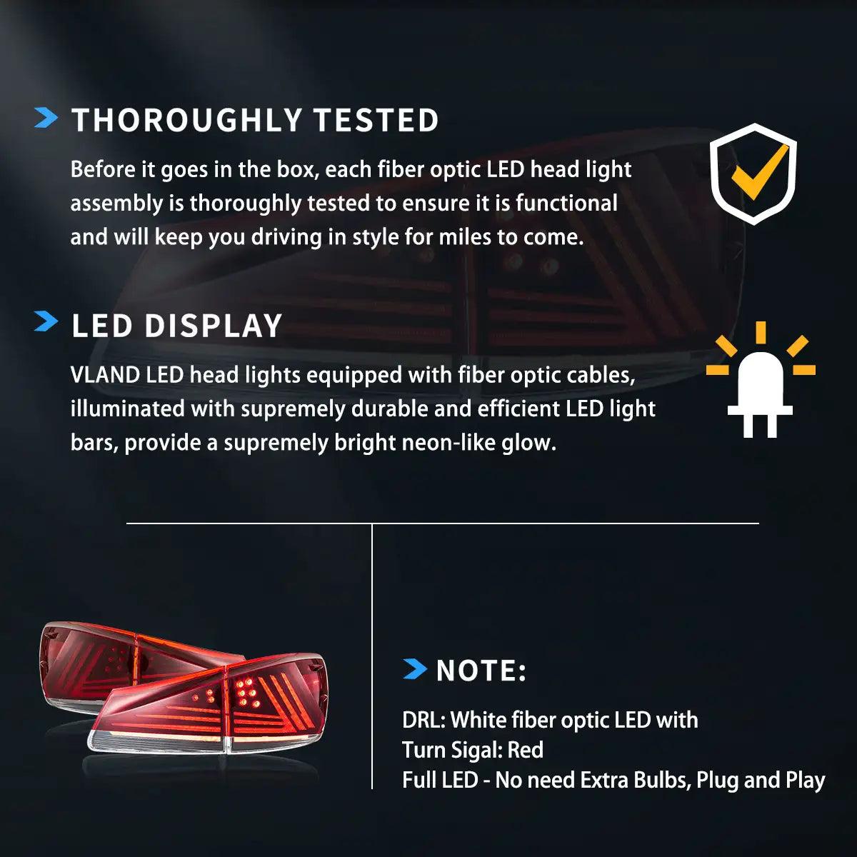Upgraded LED Tail Lights Assembly for 2006-2013 Lexus IS 2nd Gen (XE20) - High Visibility & Modern Style - Perfect for Night Driving & Car Customization