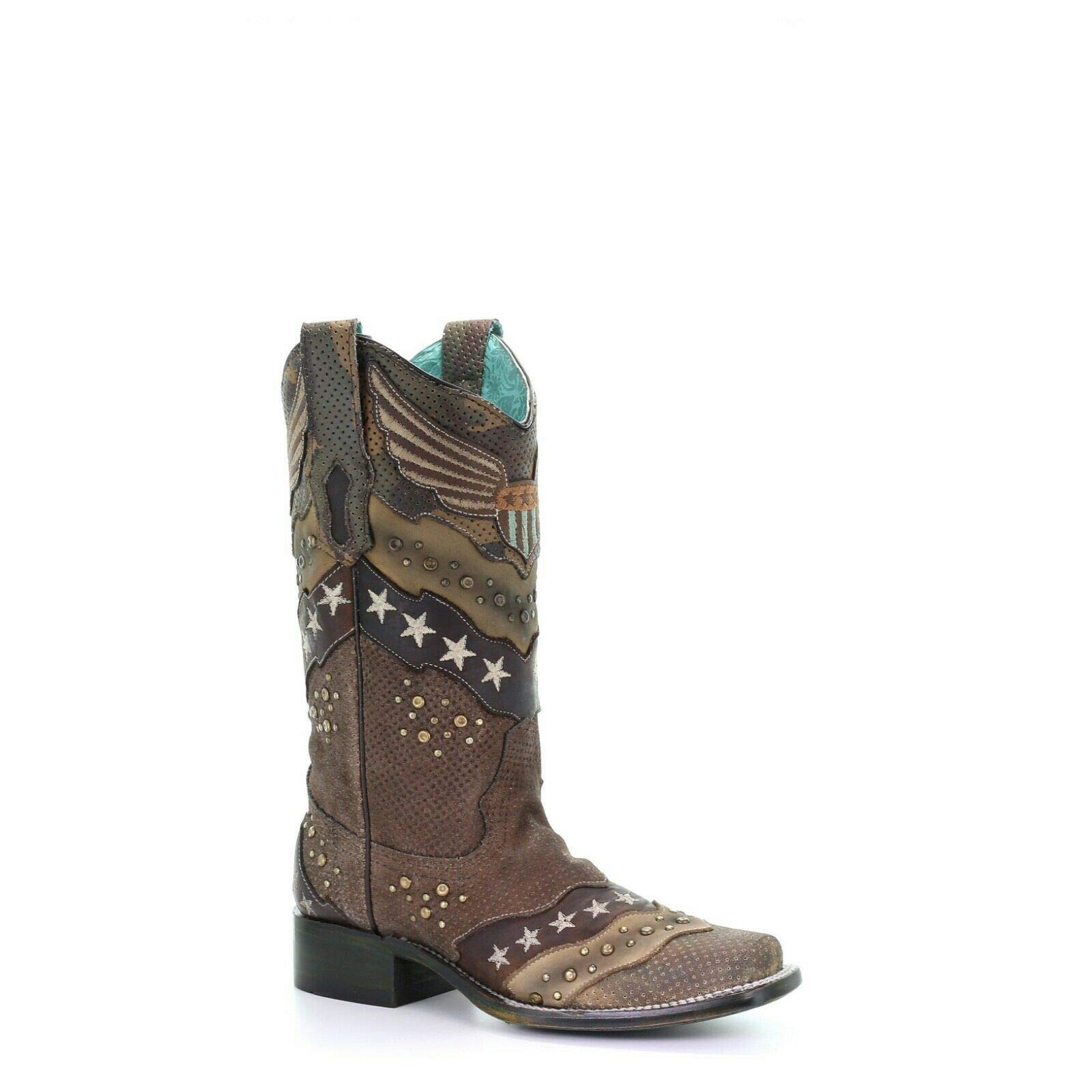 CORRAL Women's Sand Overlay Embroidery & Stud Cowgirl Boots - Western Fashion for Rodeo, Country Music Festivals & Everyday Wear