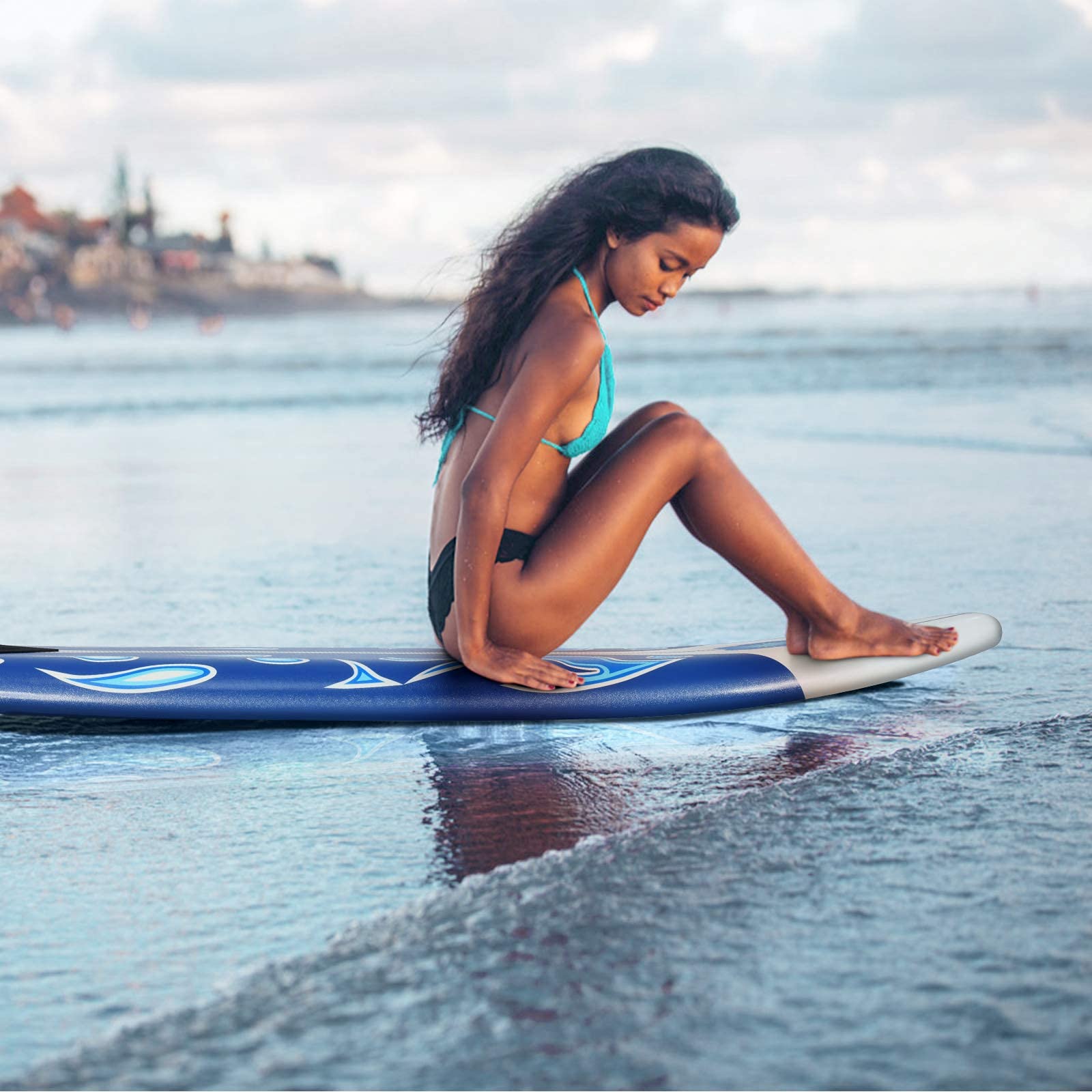 **RIVALLYCOOL 6FT Inflatable Surfboard - Lightweight Longboard with Removable Fins & Safety Leash, Non-Slip Paddle Board for Beginners to Advanced Surfers (White) - Perfect for Beach, Wave Riding & Water Sports**