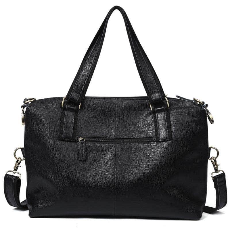 Nesitu Large Capacity Black Genuine Leather A4 Handbag for Women - Professional Work Tote Bag with Laptop Compartment, Perfect for Office, Business Travel & Daily Commute