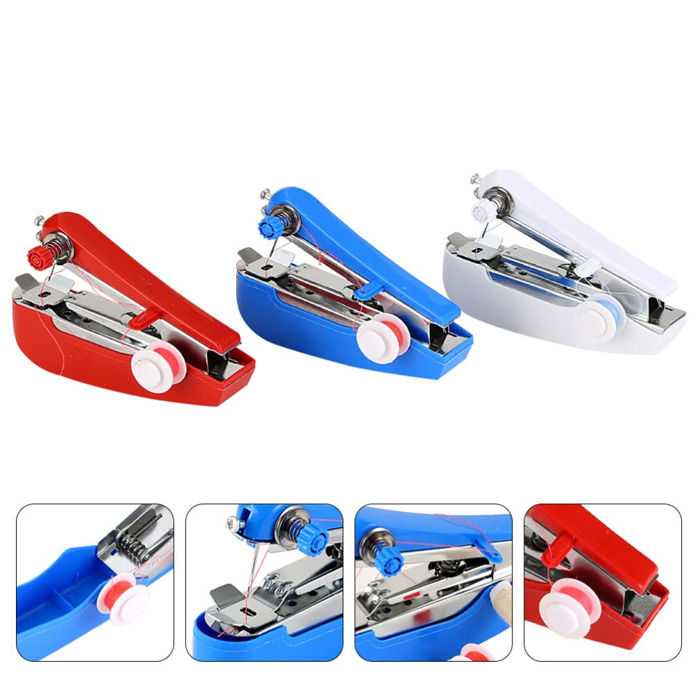 VICASKY 3-Piece Mini Sewing Machine Kit - Portable Handheld Manual Sewing Tool for Quick Repairs, DIY Crafts, and Clothing Alterations | Perfect for Home, Travel, and Emergency Fixes