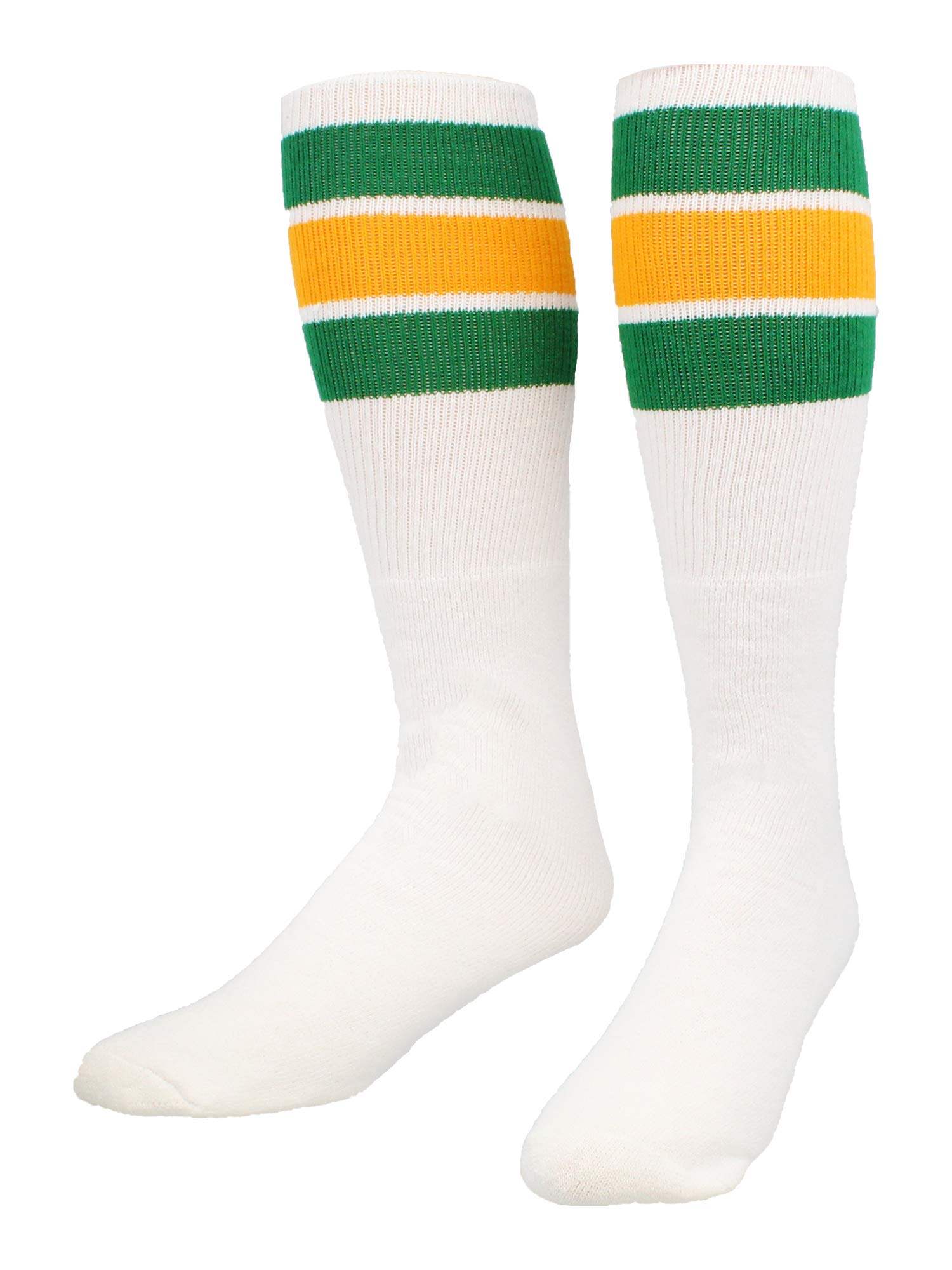 Vintage Retro Tube Socks with Stripes for Men & Women - 3 Stripe Athletic Crew Socks 70s 80s Style - Perfect for Deadlifts, Gym Workouts & Casual Fashion