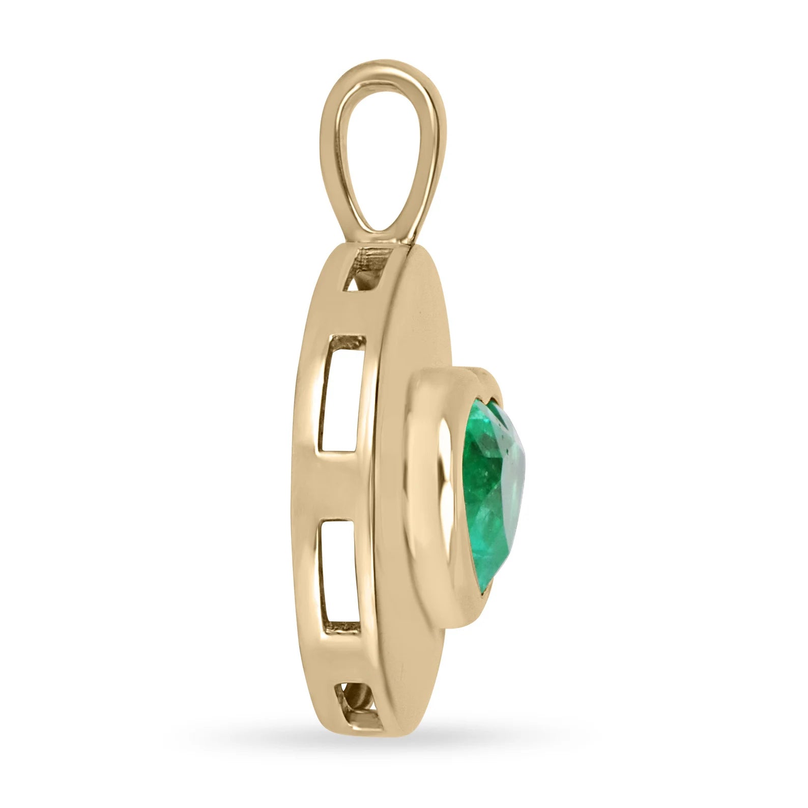 2.30 Carat 18K Gold Emerald Heart Signet Pendant Necklace - Elegant Jewelry Gift for Women, Perfect for Valentine's Day, Anniversary & Special Occasions