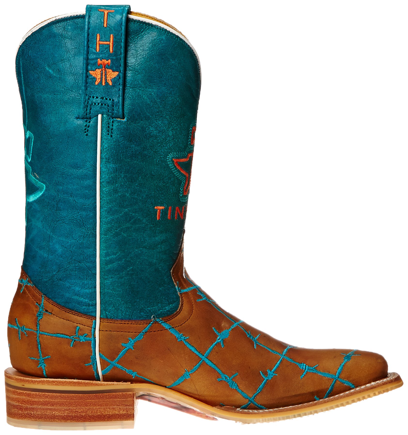 Tin Haul Women's Barbed Wire Western Boots - Tan & Turquoise Cowgirl Boots Size 11 | Comfortable Rodeo & Country Dance Shoes for Women