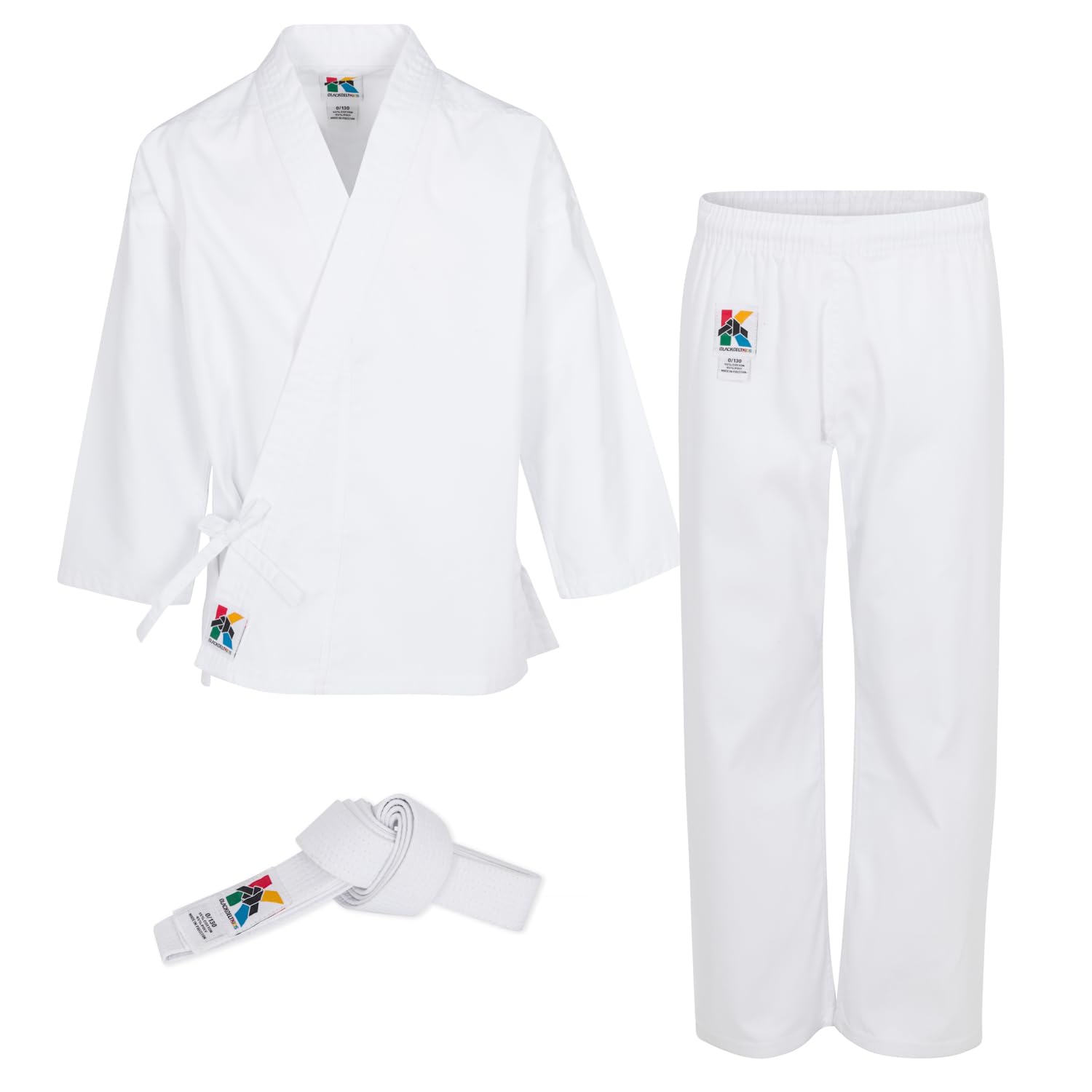 Kids Karate Uniform Set for Boys & Girls - White Karate Gi with Top, Pants & White Belt | Perfect for Martial Arts Training, Taekwondo Classes & Competition