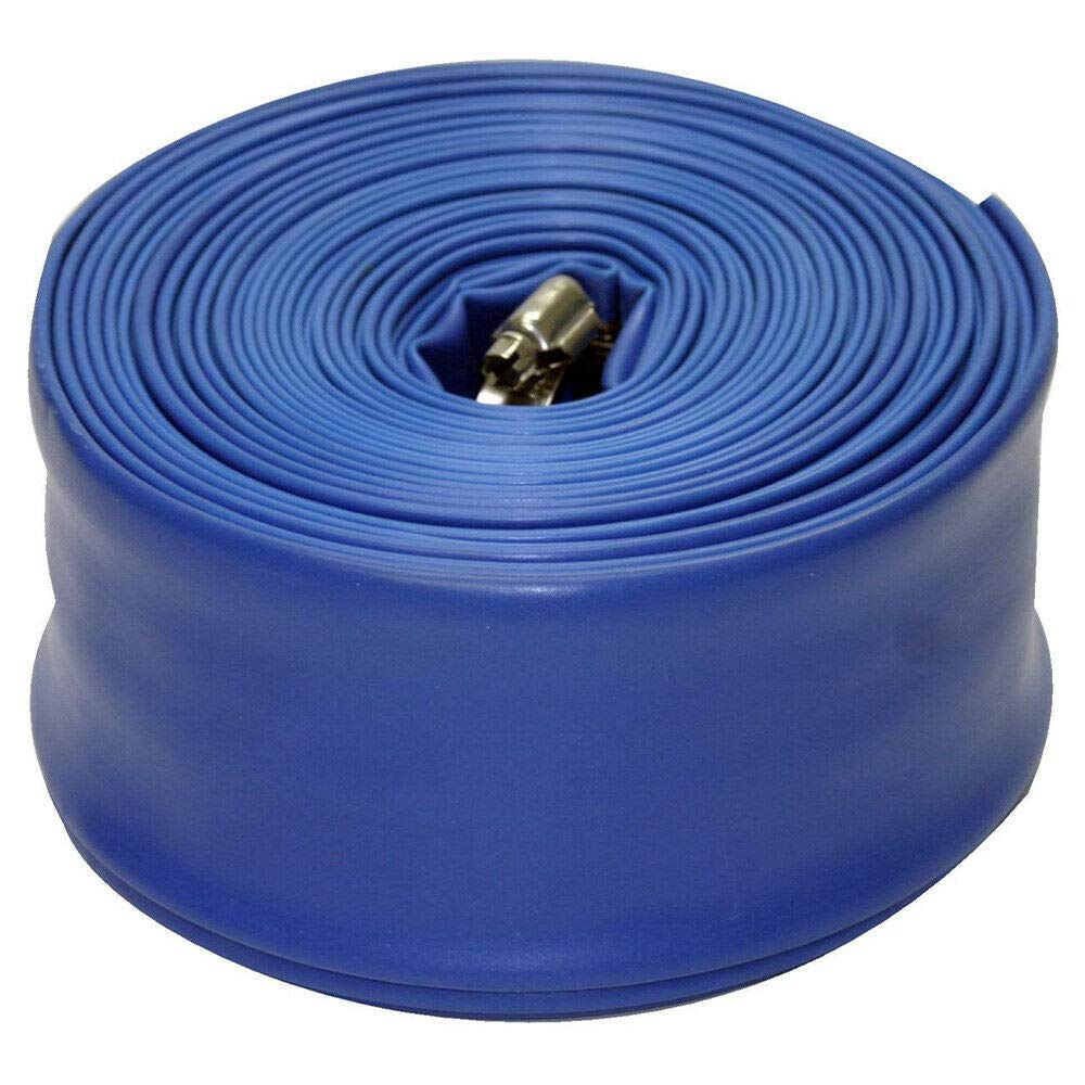 Blue Devil B8258 Backwash Hose 2 in x 50 ft with Clamp (22 Mil) - Heavy Duty Pool Filter Hose for Swimming Pools, Spas, and Hot Tubs - Perfect for Backwashing, Draining, and Water Transfer
