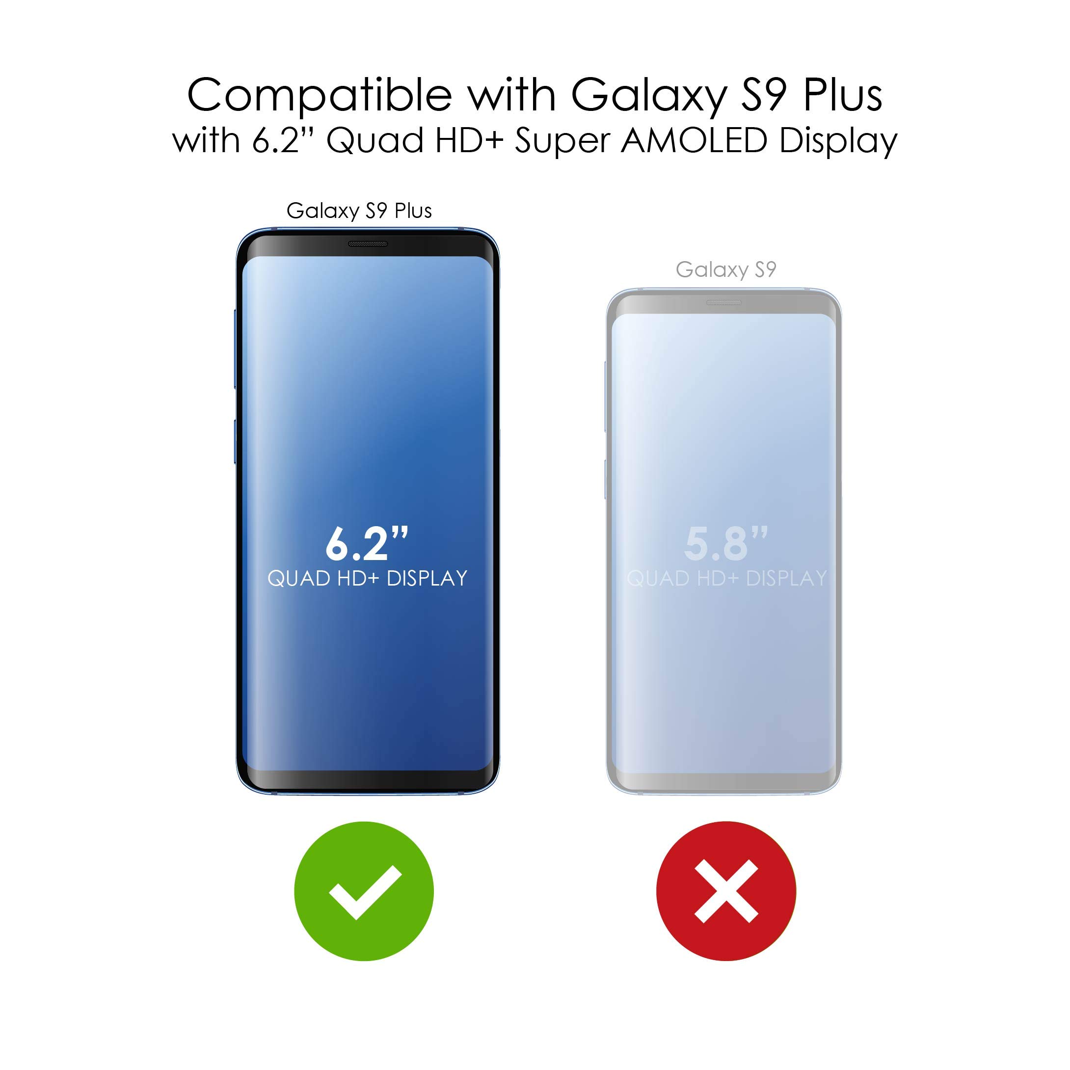 Shockproof Clear Hybrid Case for Samsung Galaxy S9+ (6.2 Inch) with TPU Bumper & Tempered Glass Screen Protector - Protective Phone Cover for Gaming, Work & Outdoor Activities