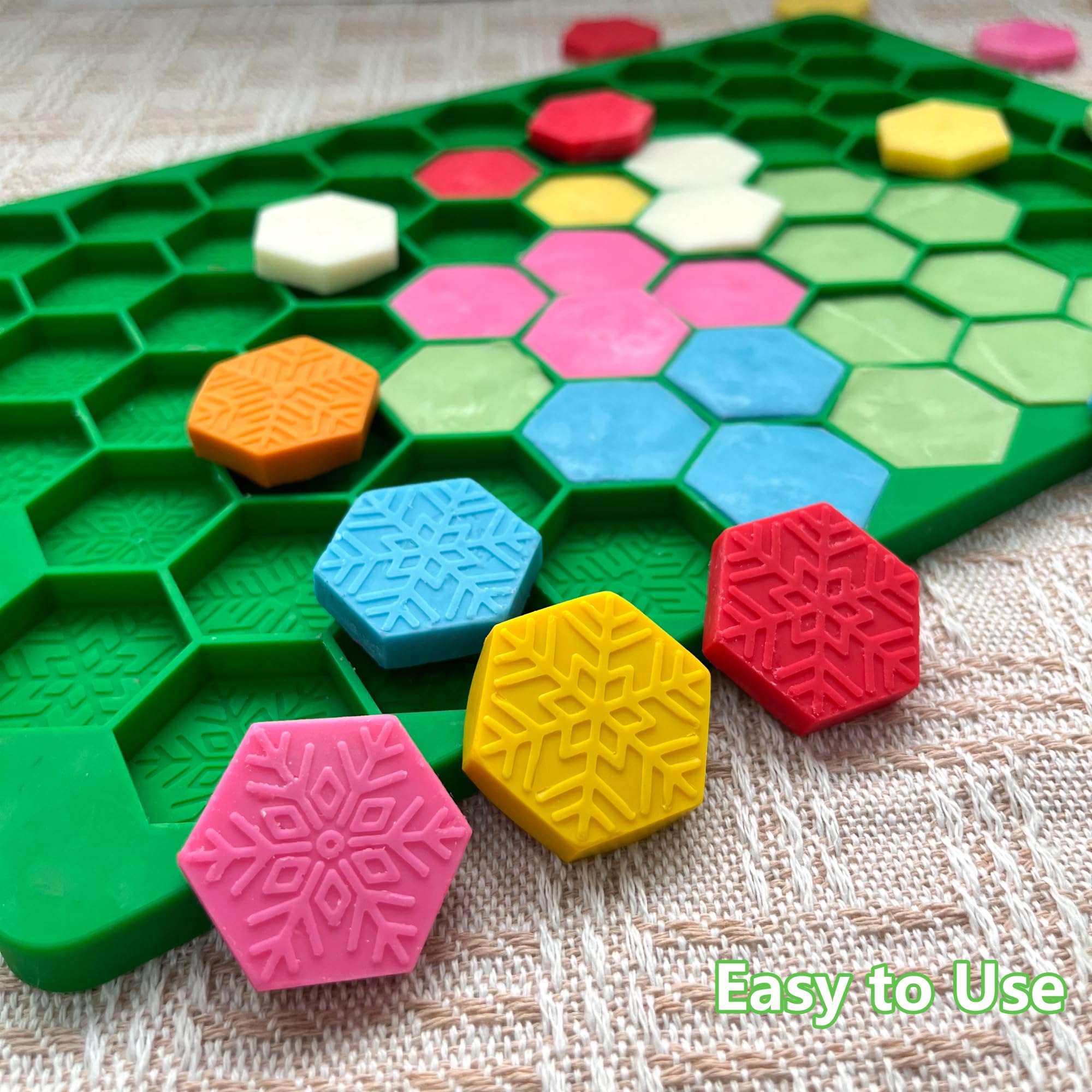 Hexagon Snowflake Silicone Molds for Chocolate, Gummy Candy, Wax Melts & Ice Cubes - Christmas Baking & DIY Crafts - Includes Scraper for Easy Use - Perfect for Holiday Treats, Party Favors & Home Decor