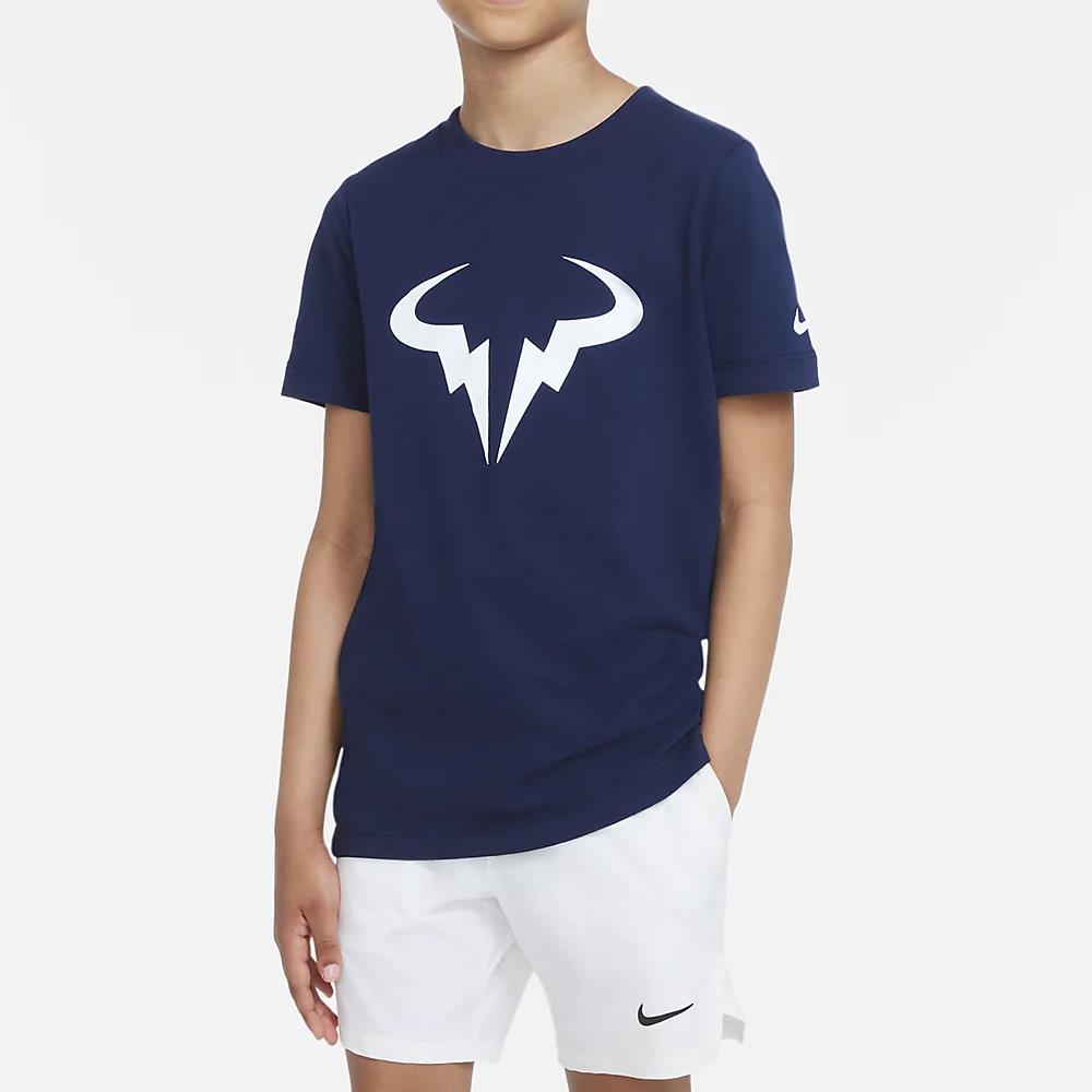 Nike Boys Rafa Tee - Short Sleeve Cotton T-Shirt for Kids in Obsidian Blue | Comfortable & Stylish for School, Sports & Everyday Wear