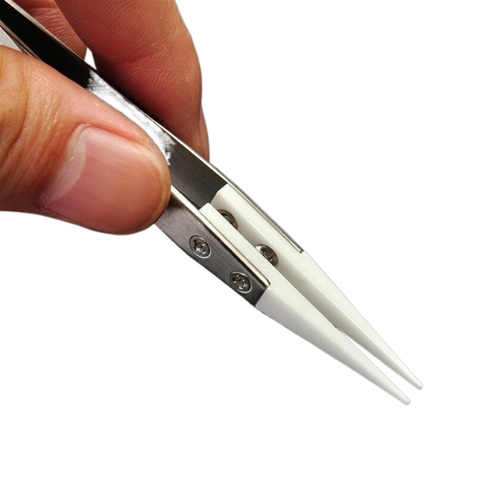 Precision Ceramic Tweezers for Hair Removal & Electronics Soldering - Stainless Steel Handle Professional Hand Tool - Perfect for Eyebrow Grooming, Jewelry Making & DIY Crafts