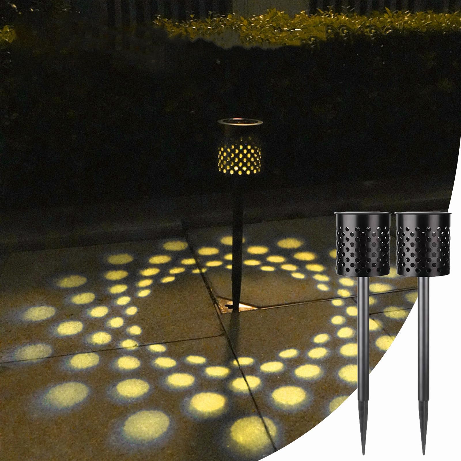 Solar Powered Outdoor Lights - Waterproof LED Garden Lights for Patio, Yard & Pathway (2-Pack, Black) | Energy-Efficient Solar Lighting for Home & Garden Decor | Prime Day Deals & Clearance
