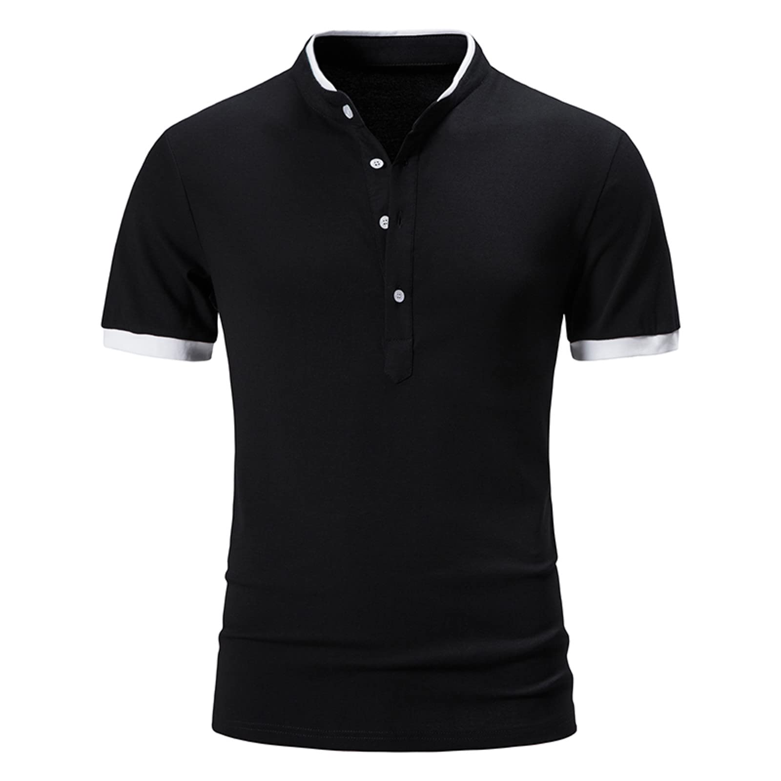 Slim Fit Men's Dress Shirt | Casual & Business Formal Button Down Shirt | Contrast Collar Short Sleeve Summer Shirt for Office, Date Night & Outdoor Events