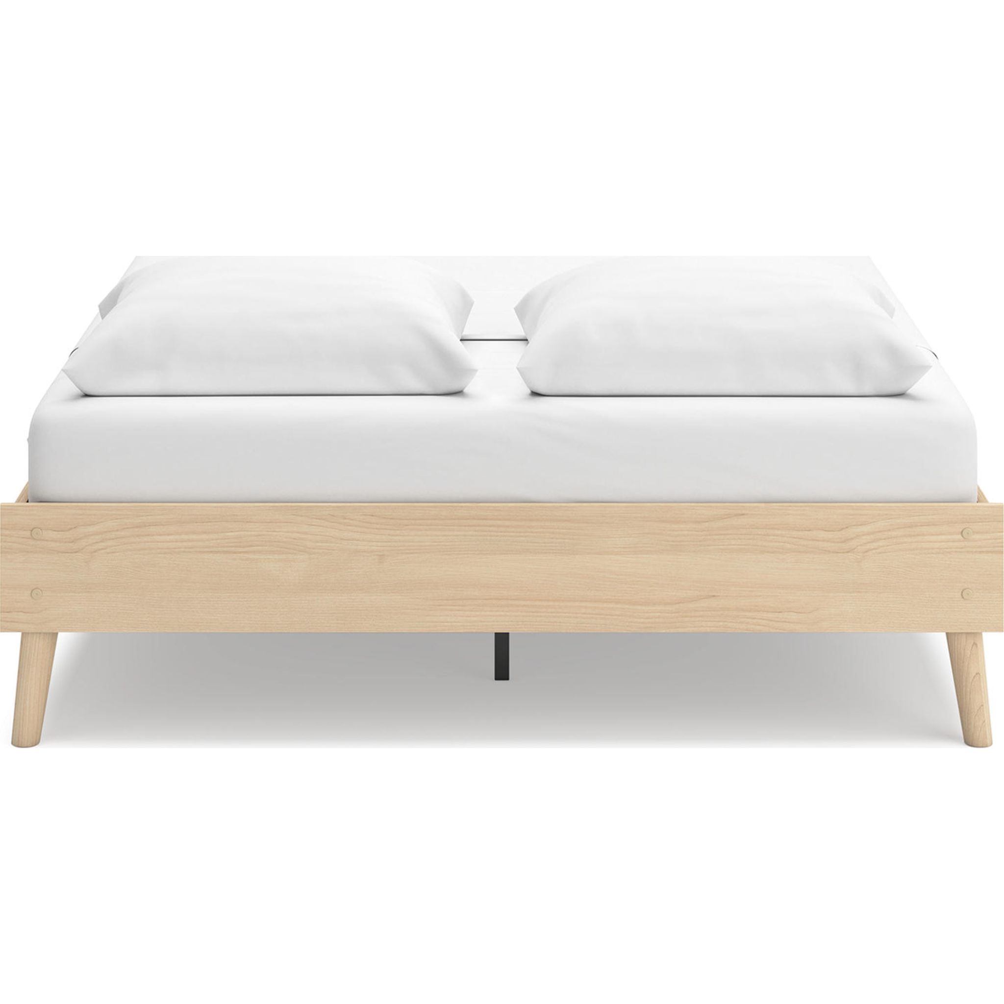 Cabinella Queen Size Platform Bed Frame with Headboard - Tan Brown Wooden Finish for Modern Bedroom Furniture | Sturdy & Stylish Design for Master Bedroom, Guest Room, or Apartment