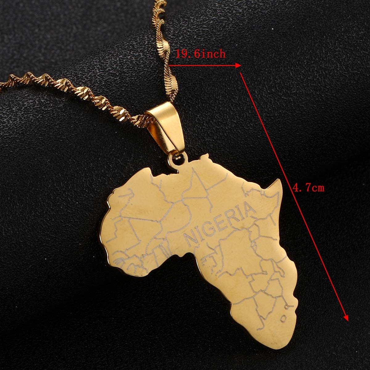 Gold Africa Map Pendant Necklace with Nigeria - Unisex African Jewelry for Men & Women | Perfect for Cultural Events, Travel Accessories & Unique Gifts