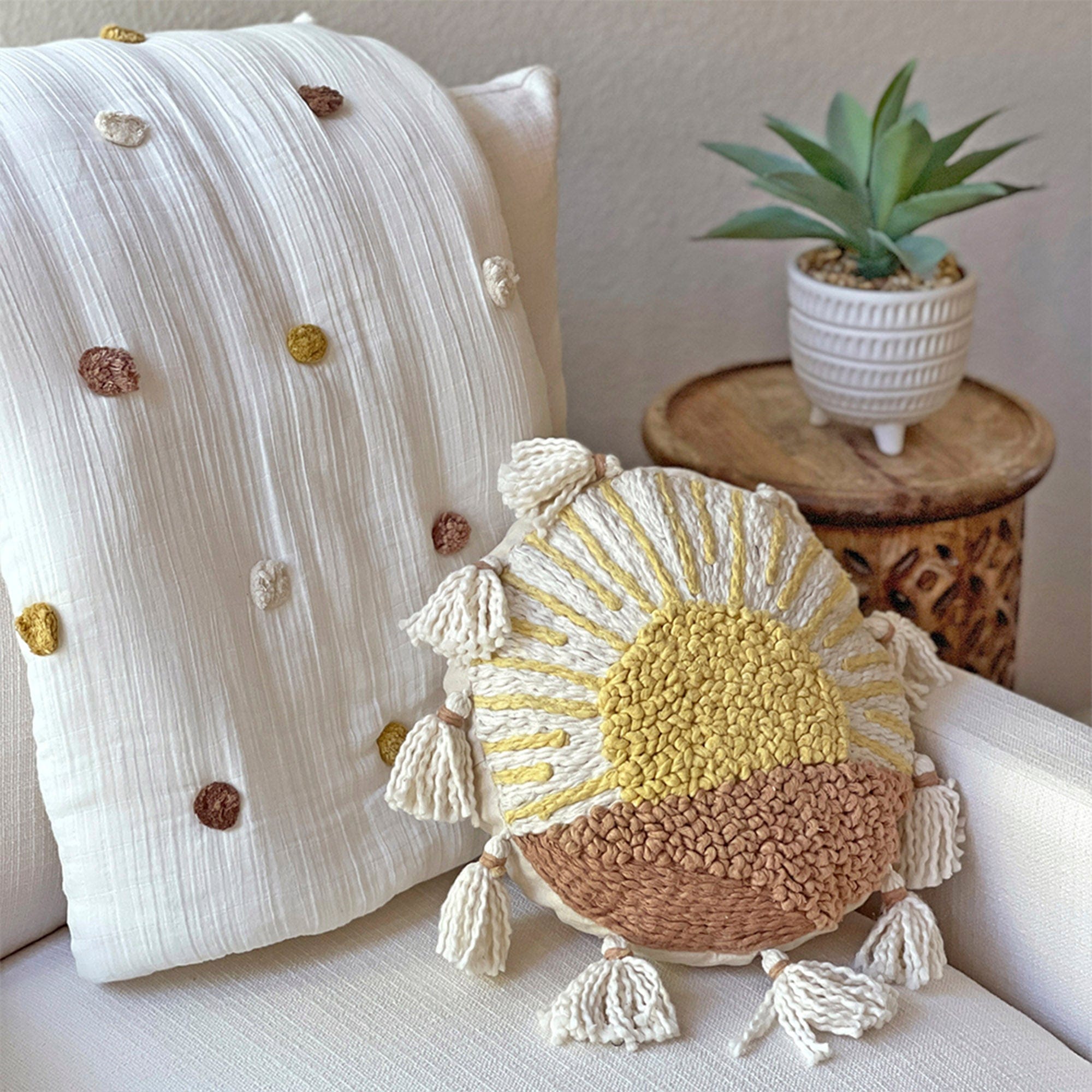 Organic Cotton Crane Baby Sunshine Pillow Cover with Removable Filler & Storage Bag - Soft Nursery Decor for Newborns & Toddlers - Perfect for Cribs, Strollers & Playtime
