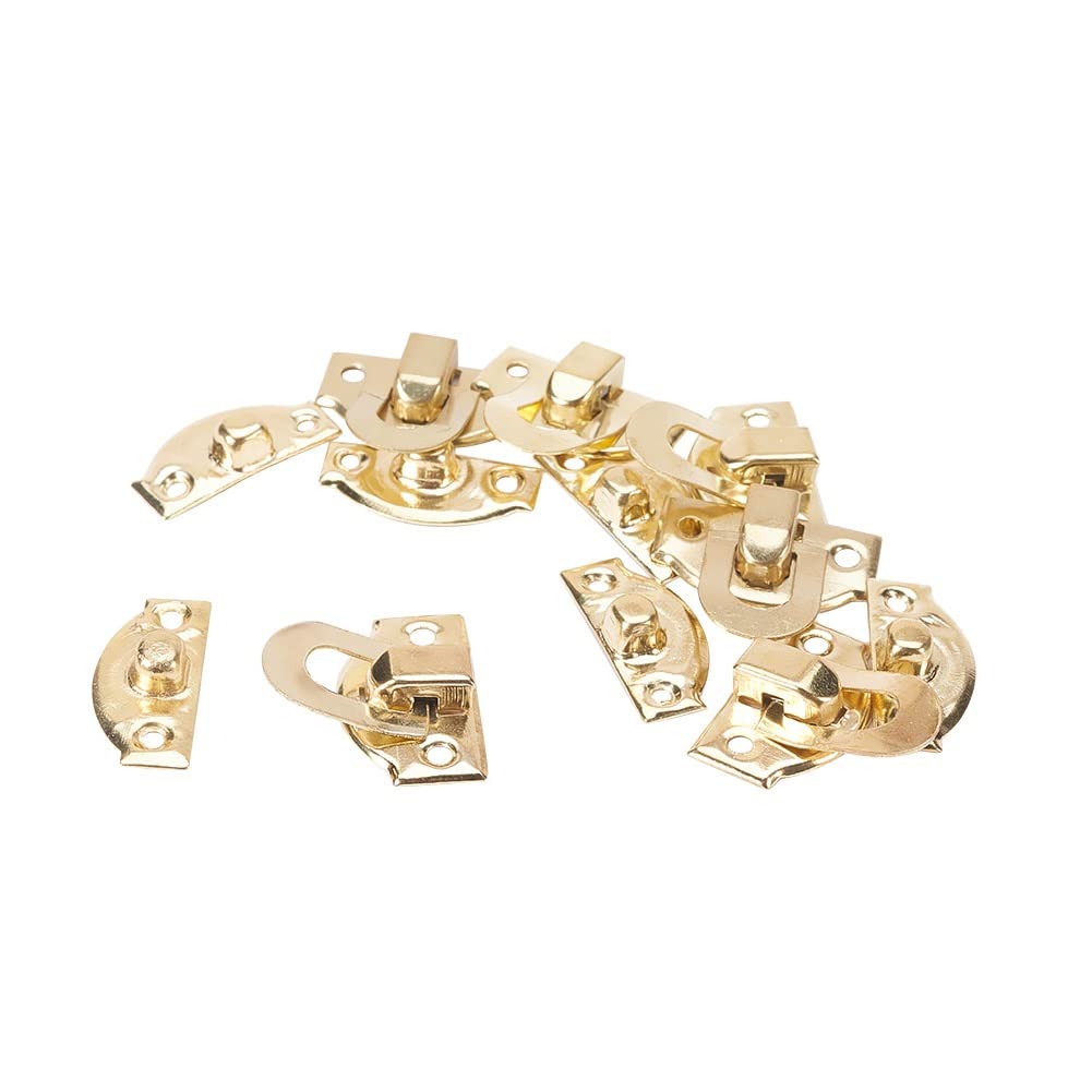 Yinpecly 6PCS Gold Tone Iron Box Buckle Latches 21x20mm (LxW) - Decorative Toggle Hasp with Screws for Jewelry Box, Trinket Chest & DIY Craft Projects - Vintage Style Cabinet Hardware for Home Decor