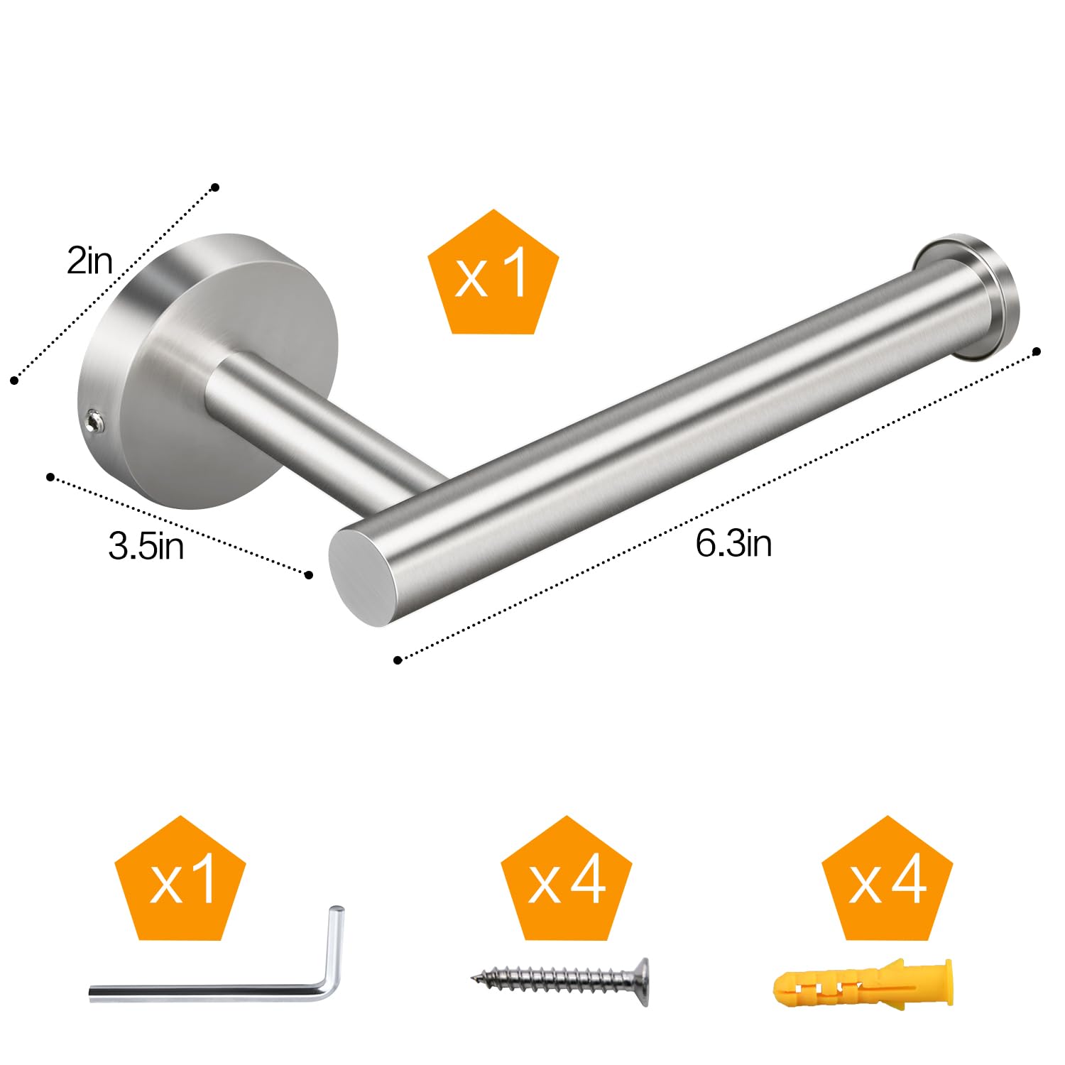 Stainless Steel Toilet Paper Holder Wall Mount - SUS304 Brushed Nickel Bathroom Tissue Roll Dispenser for Home, Kitchen & Washroom | Durable & Rustproof Bath Accessory
