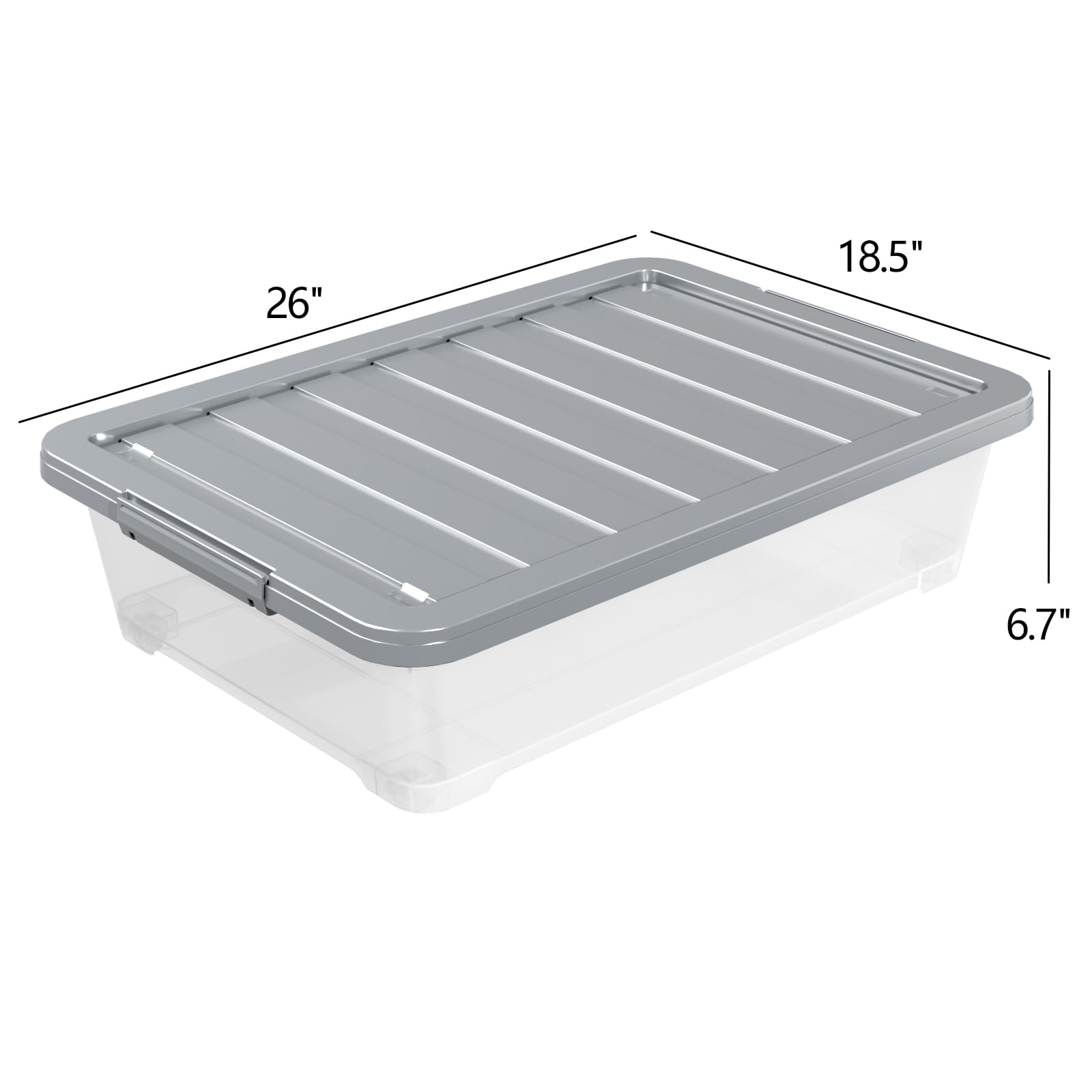 Readsky 3-Pack Large Clear Plastic Wheeled Underbed Storage Boxes with Gray Lids - 40L Capacity for Clothes, Blankets & Seasonal Items - Space-Saving Organizer for Bedroom, Closet & Dorm Room