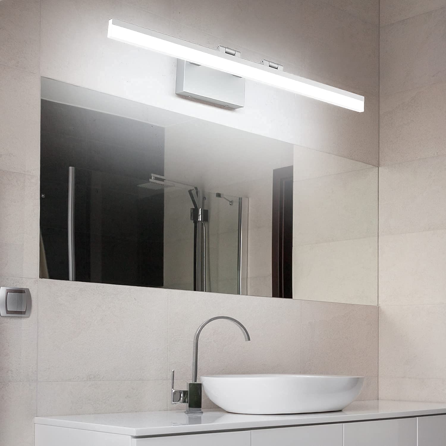 Modern Dimmable Silver LED Vanity Light Bar - 31.5 & 40 Inch Bathroom Mirror Lighting (8778-800mm + 8778-1000mm) - Perfect for Makeup Vanity, Spa & Modern Bathroom Decor